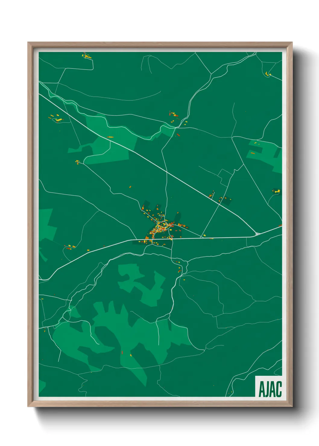 Une affiche de carte sur Ajac