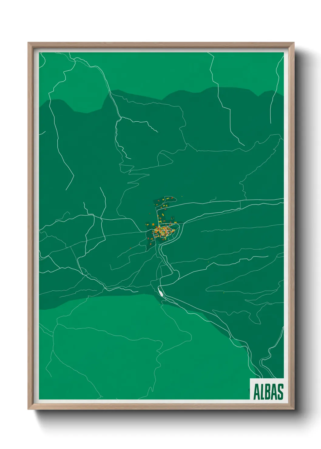 Une affiche de carte sur Albas