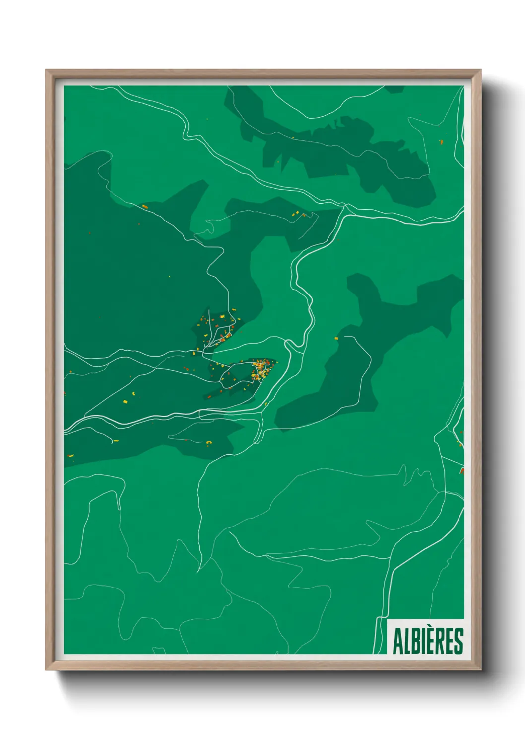 Une affiche de carte sur Albières