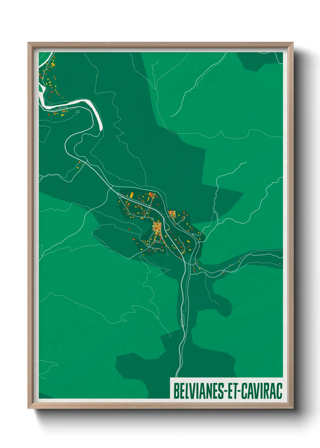 Une affiche de carte sur Belvianes-et-Cavirac