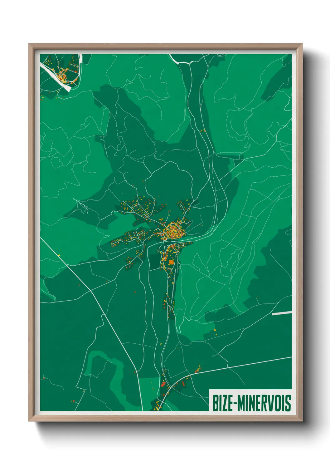 Une affiche de carte sur Bize-Minervois