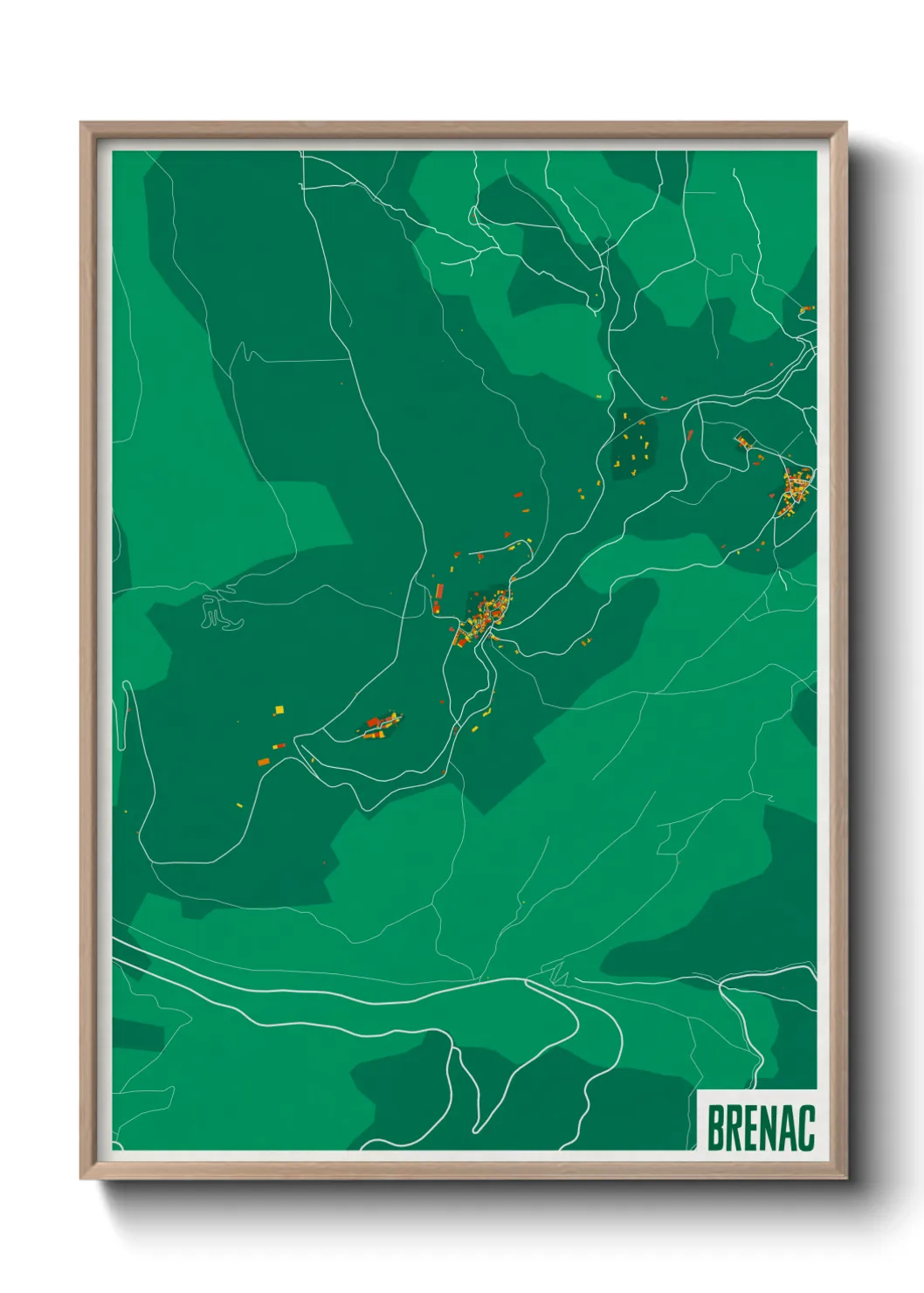 Une affiche de carte sur Brenac