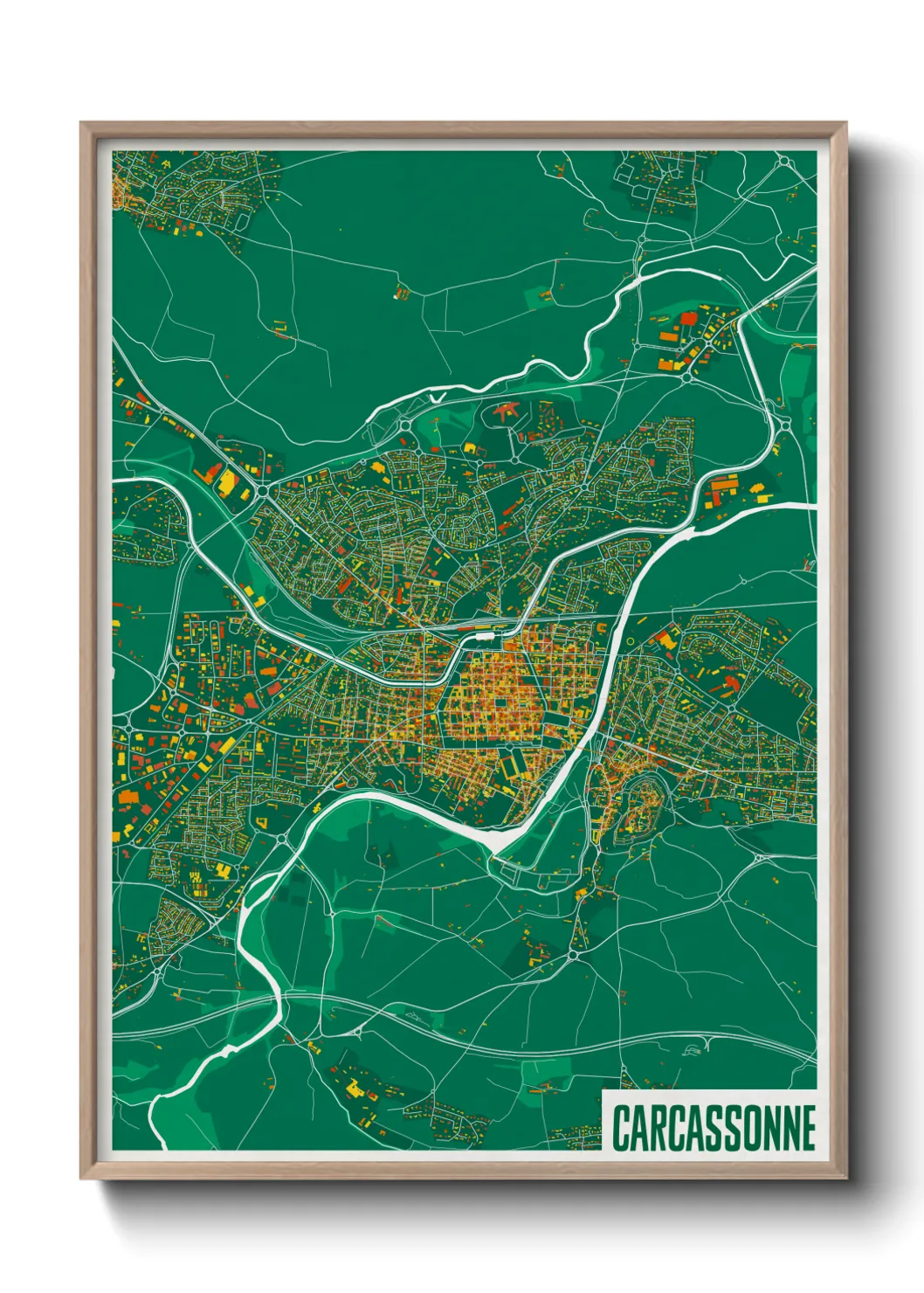 Une affiche de carte sur Carcassonne