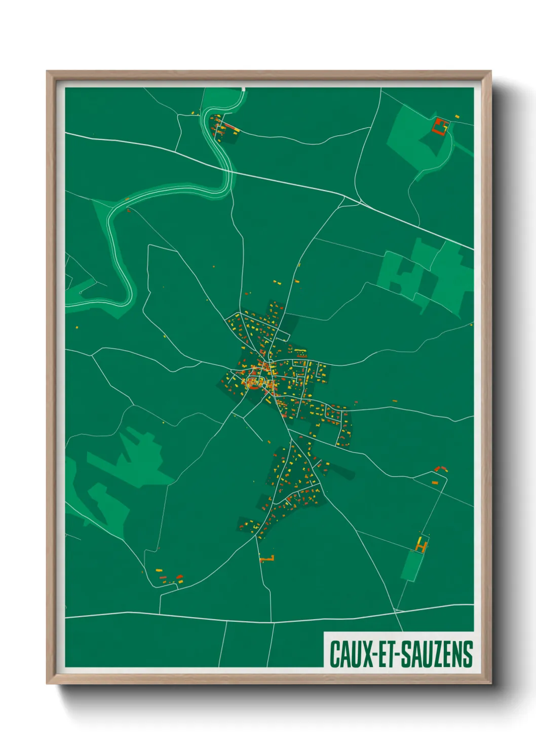 Une affiche de carte sur Caux-et-Sauzens