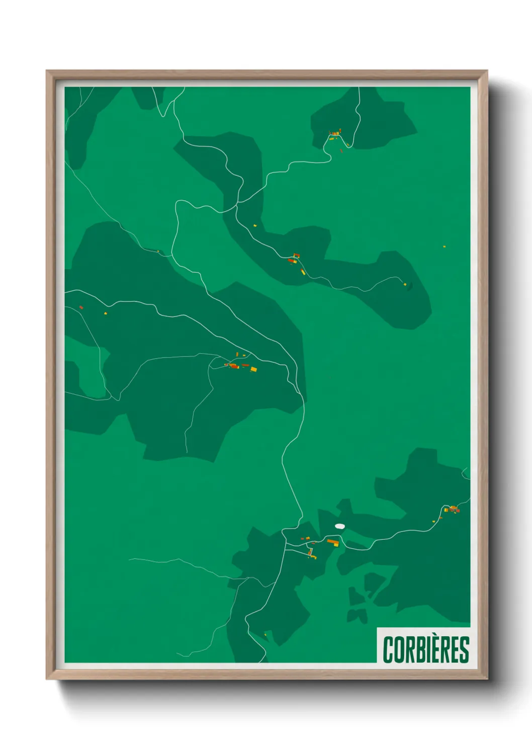 Une affiche de carte sur Corbières