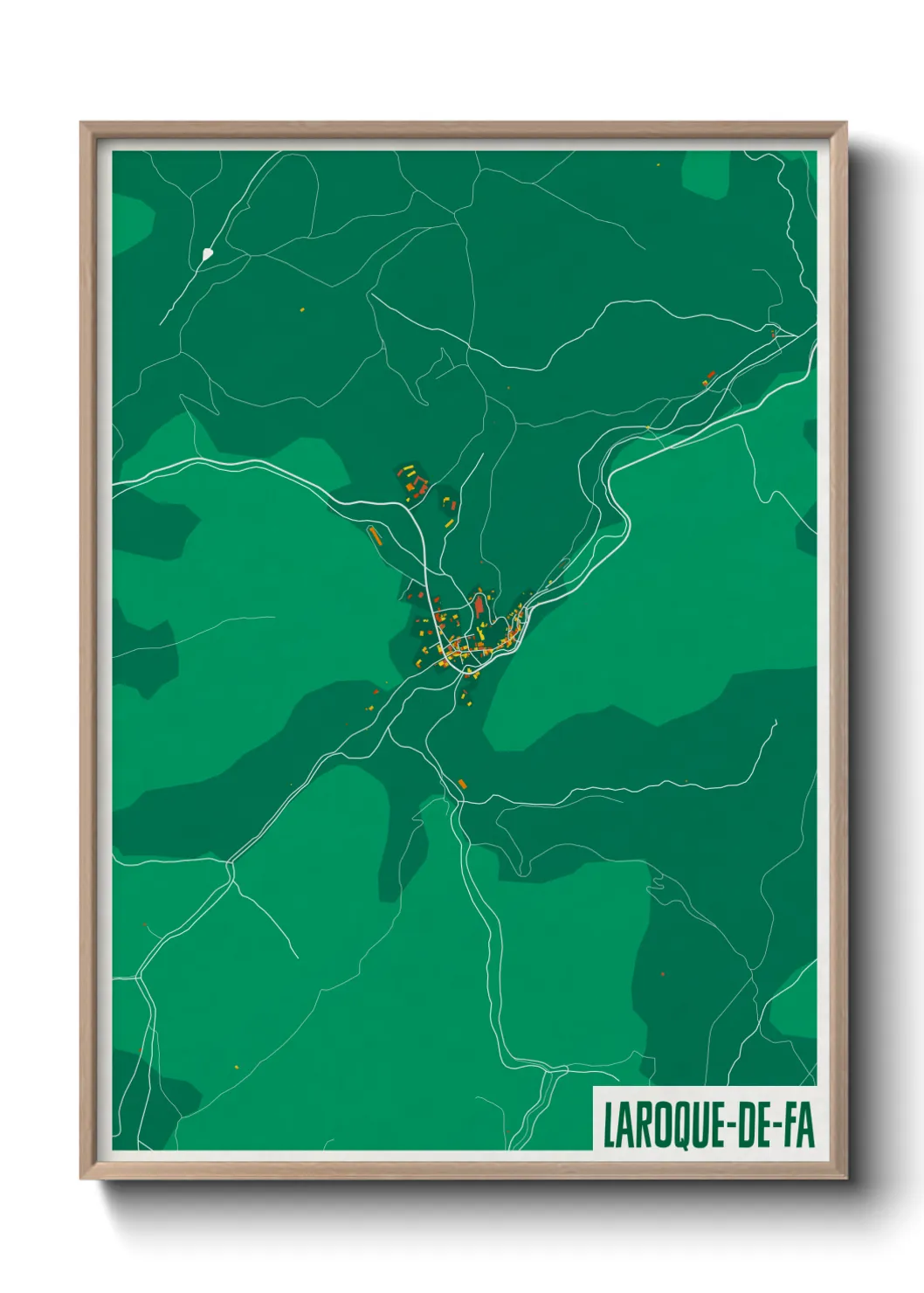 Une affiche de carte sur Laroque-de-Fa