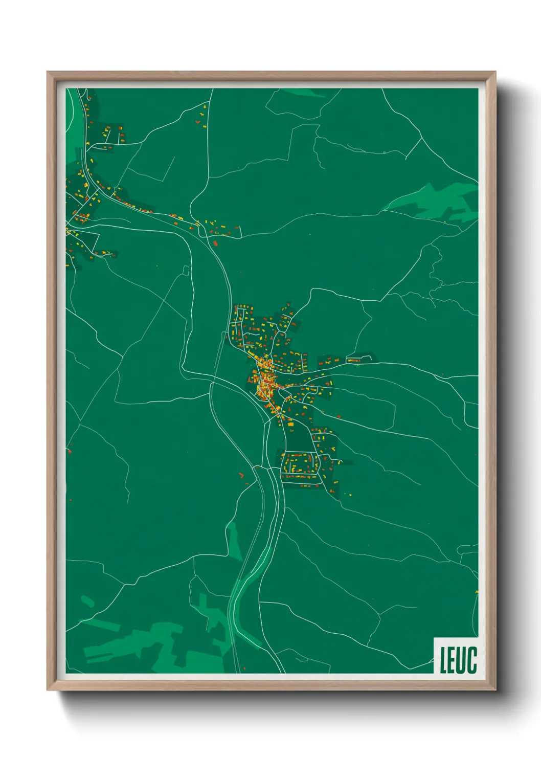 Une affiche de carte sur Leuc