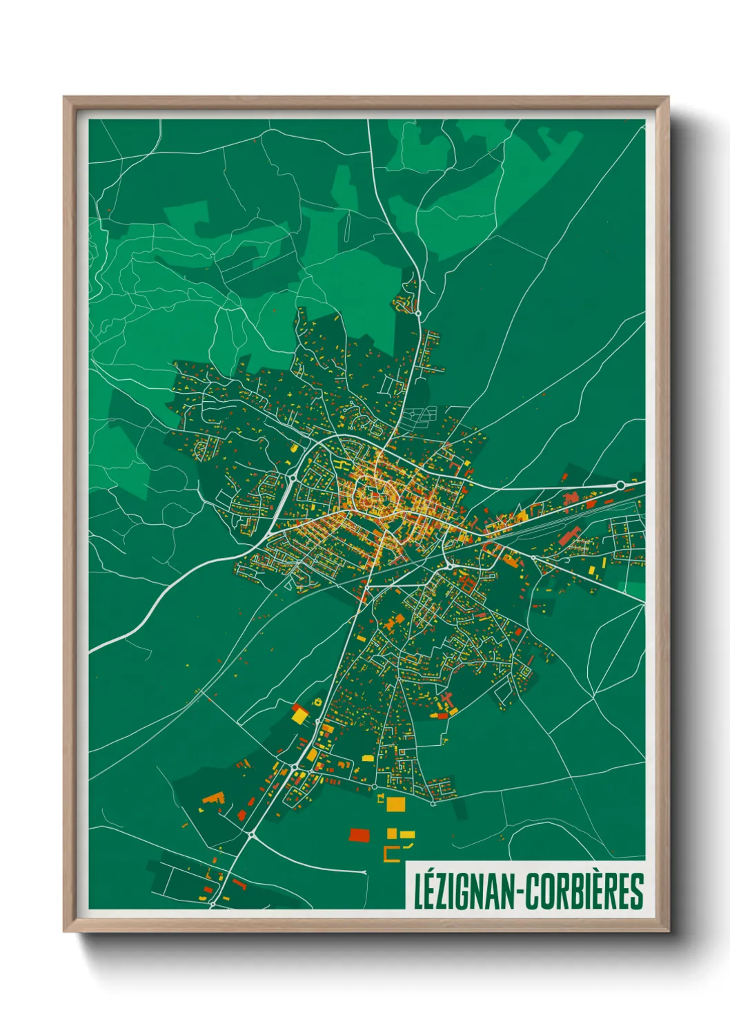Une affiche de carte sur Lézignan-Corbières