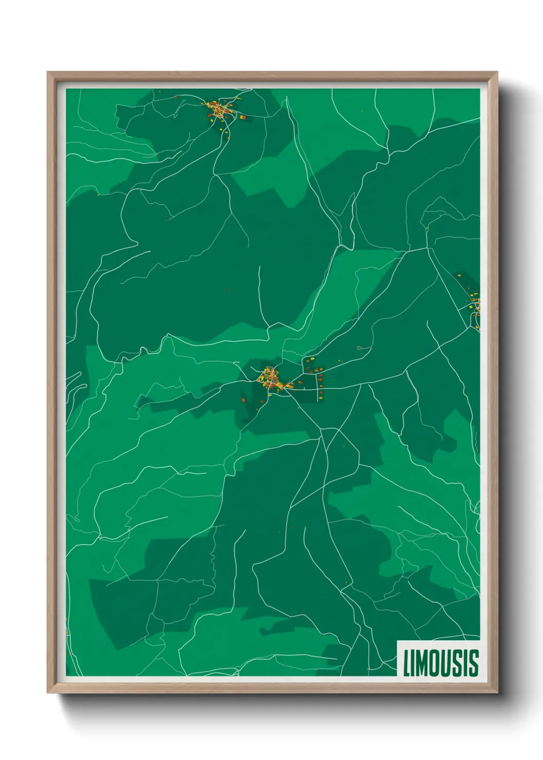 Une affiche de carte sur Limousis