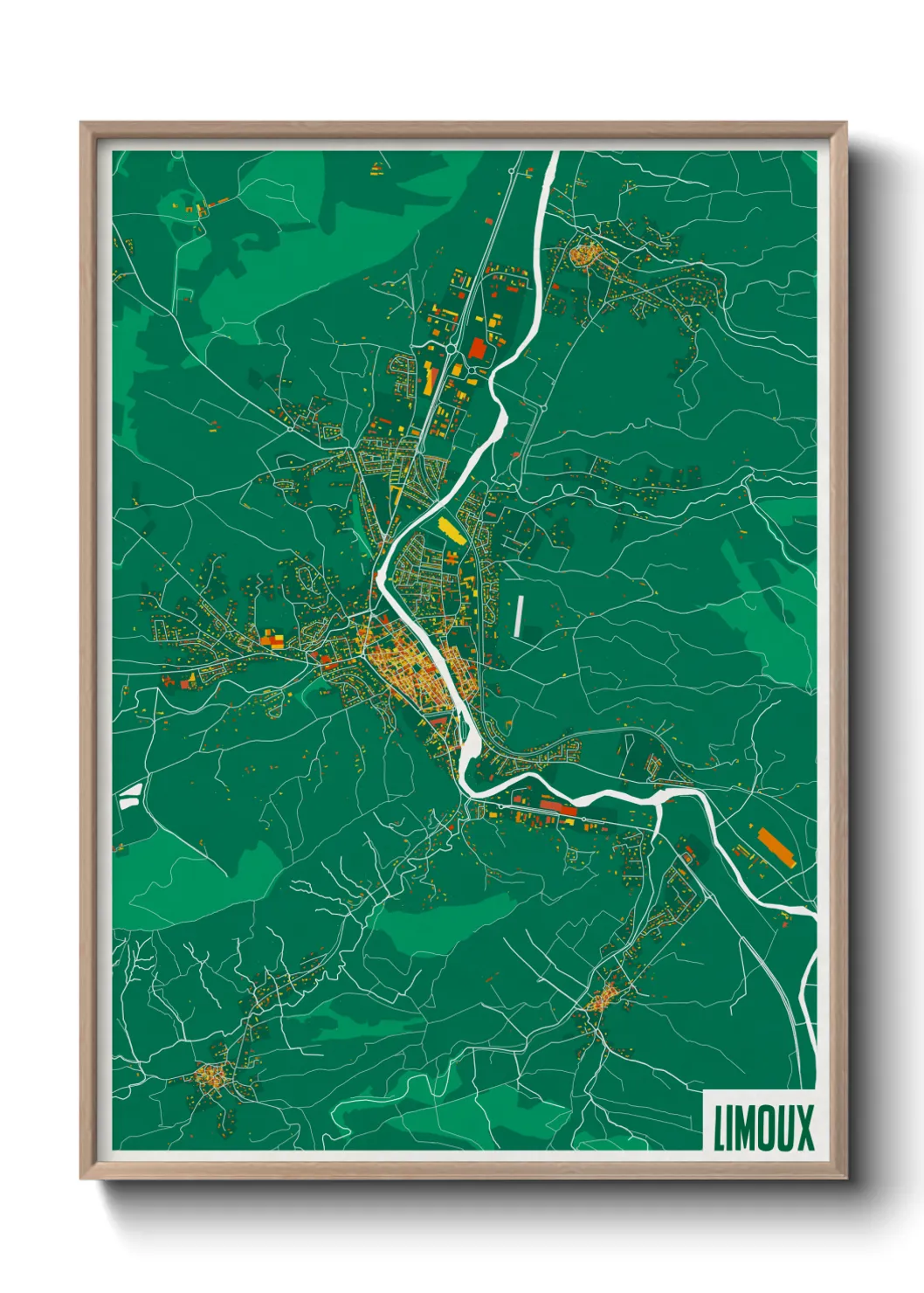 Une affiche de carte sur Limoux