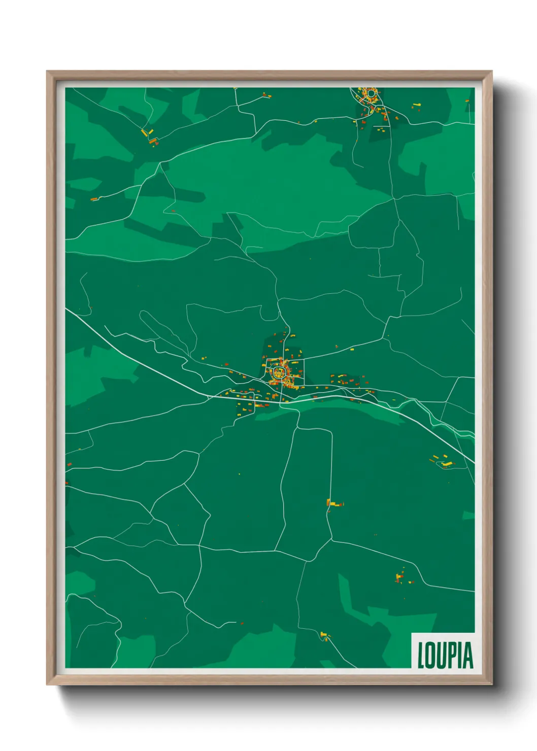 Une affiche de carte sur Loupia