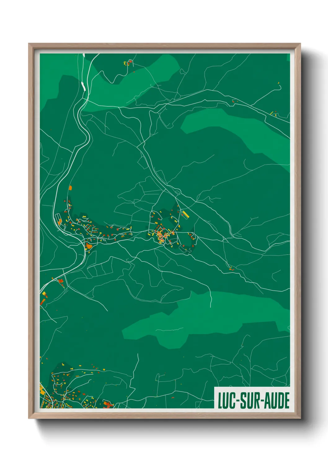 Une affiche de carte sur Luc-sur-Aude