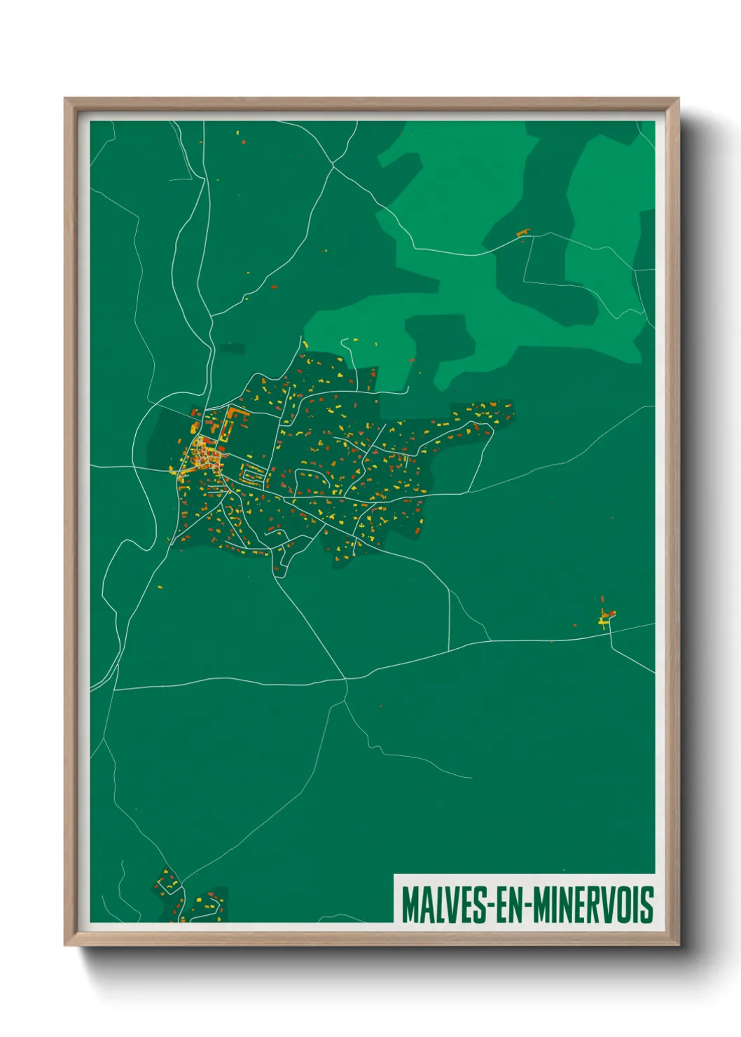 Une affiche de carte sur Malves-en-Minervois