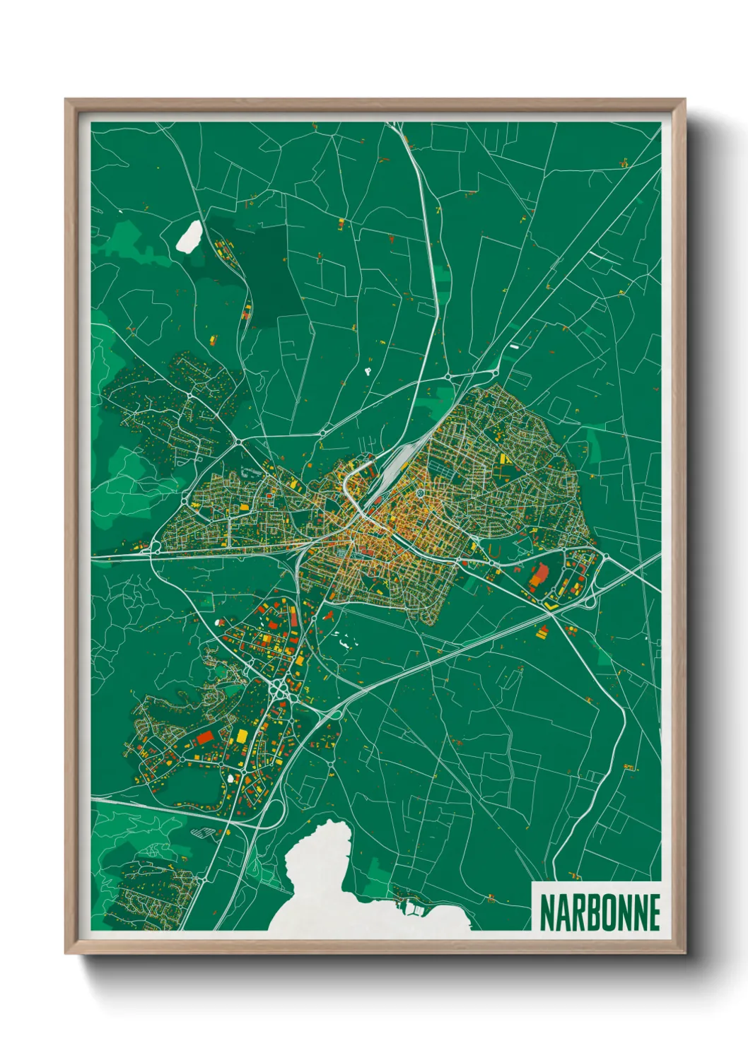 Une affiche de carte sur Narbonne