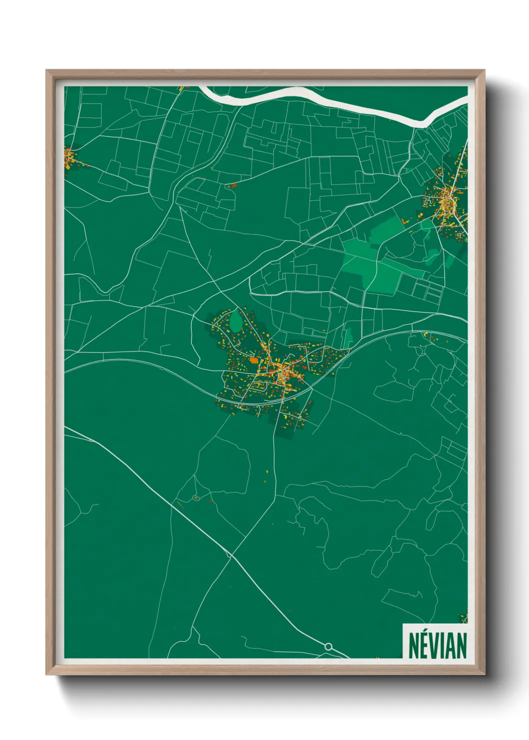 Une affiche de carte sur Névian