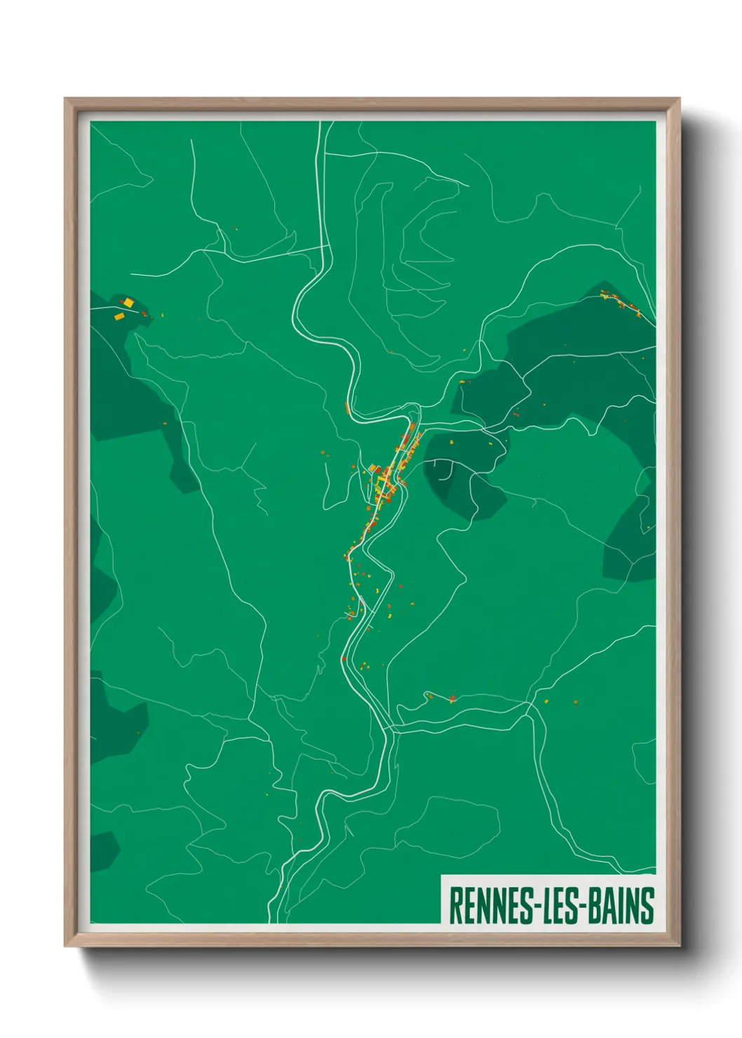 Une affiche de carte sur Rennes-les-Bains