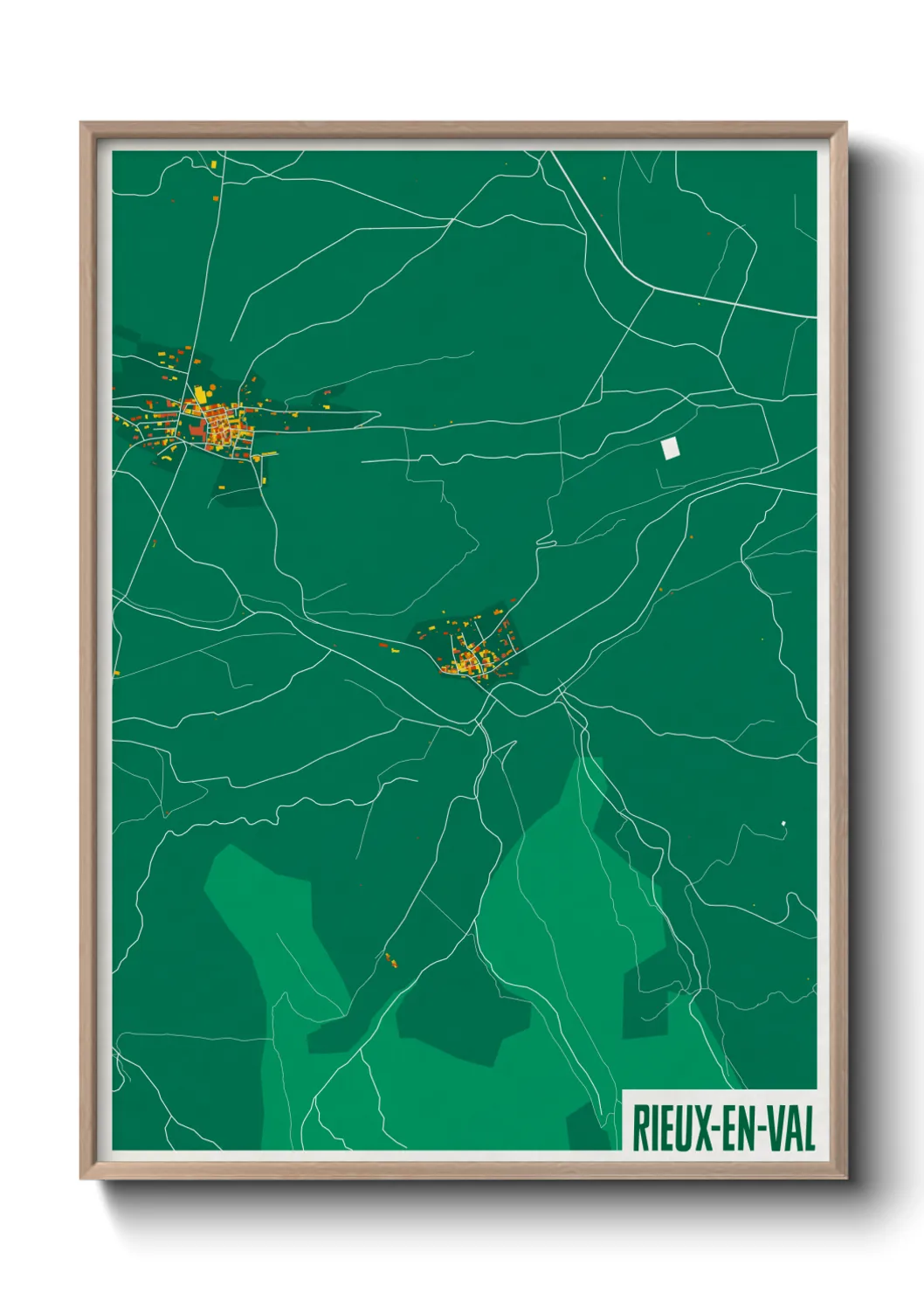 Une affiche de carte sur Rieux-en-Val