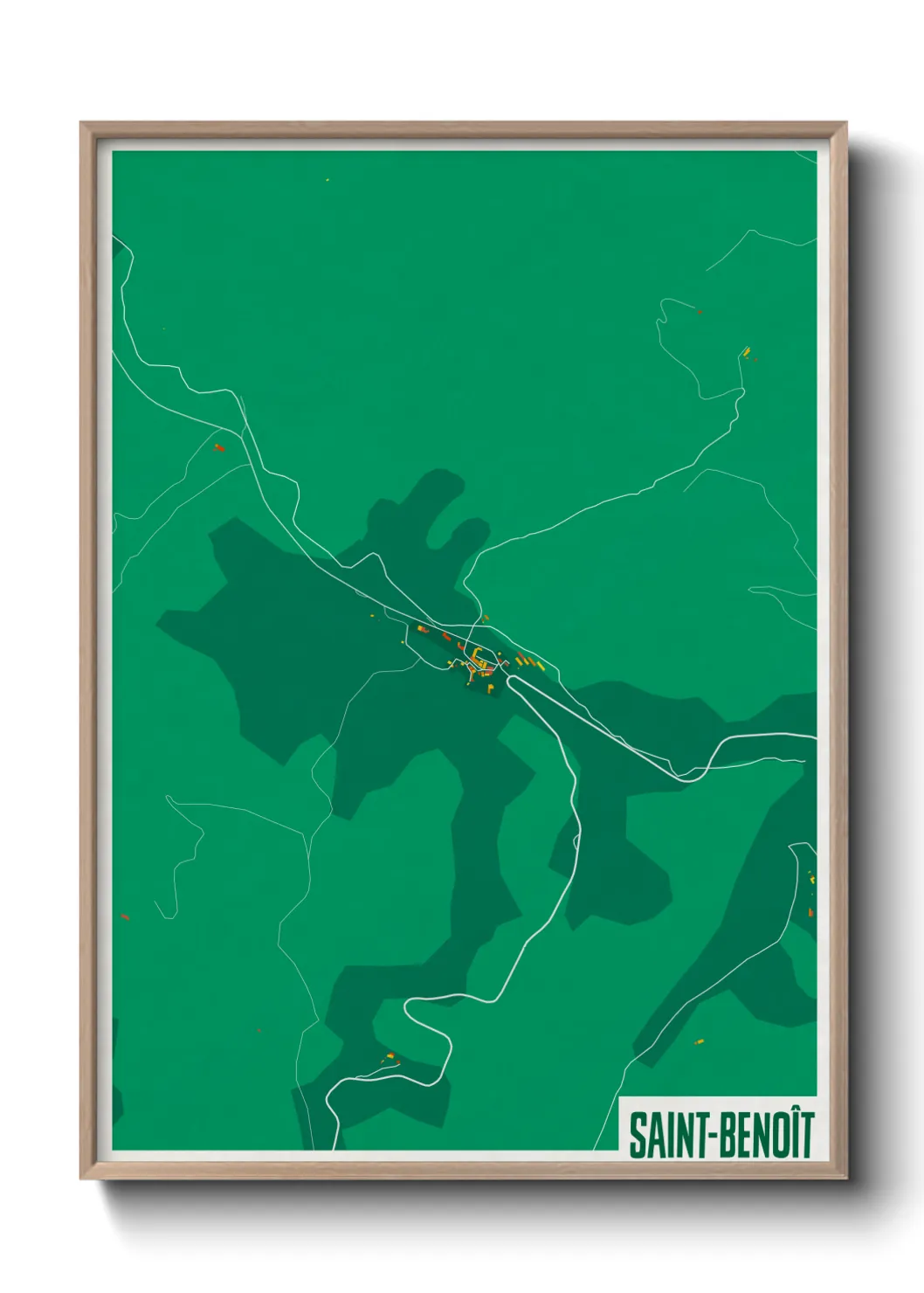 Une affiche de carte sur Saint-Benoît