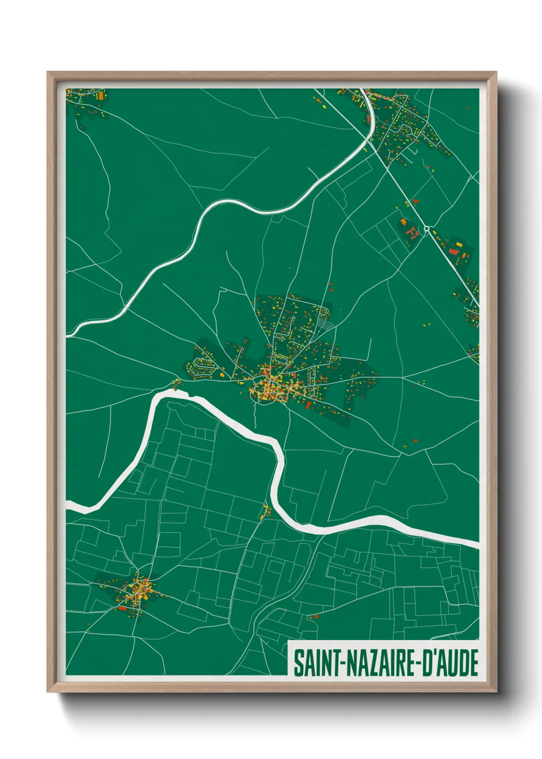 Une affiche de carte sur Saint-Nazaire-d'Aude