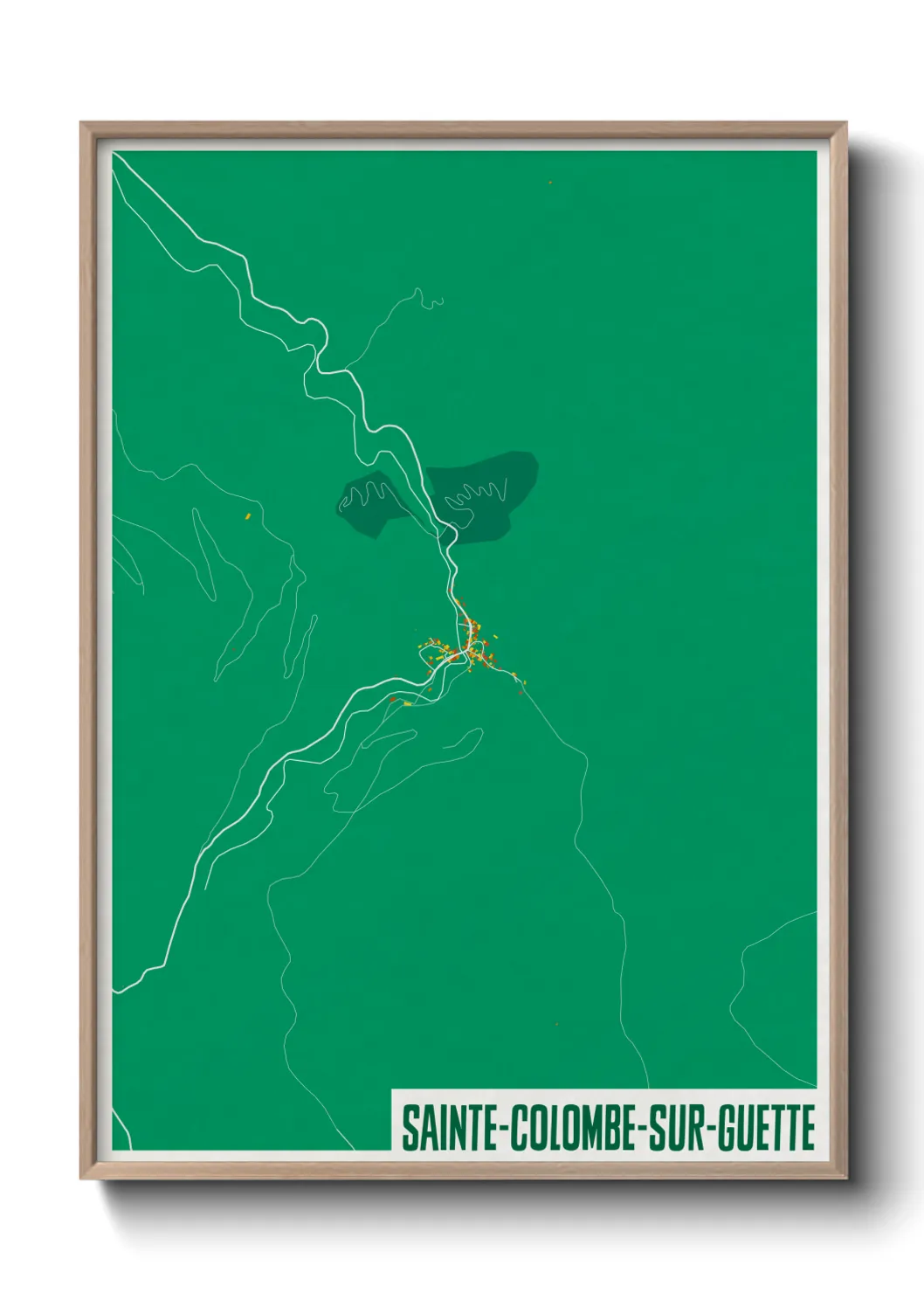 Une affiche de carte sur Sainte-Colombe-sur-Guette