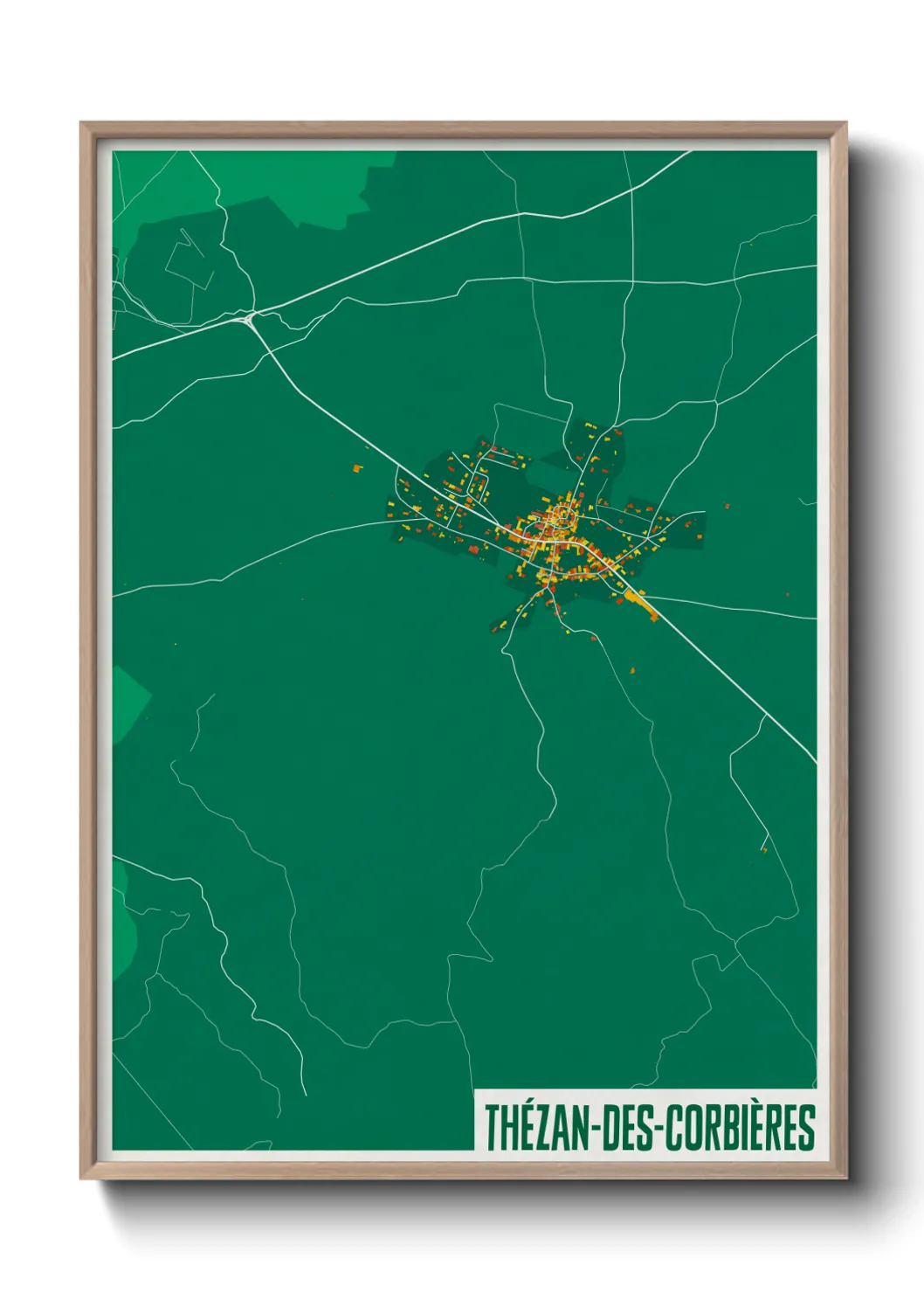 Une affiche de carte sur Thézan-des-Corbières
