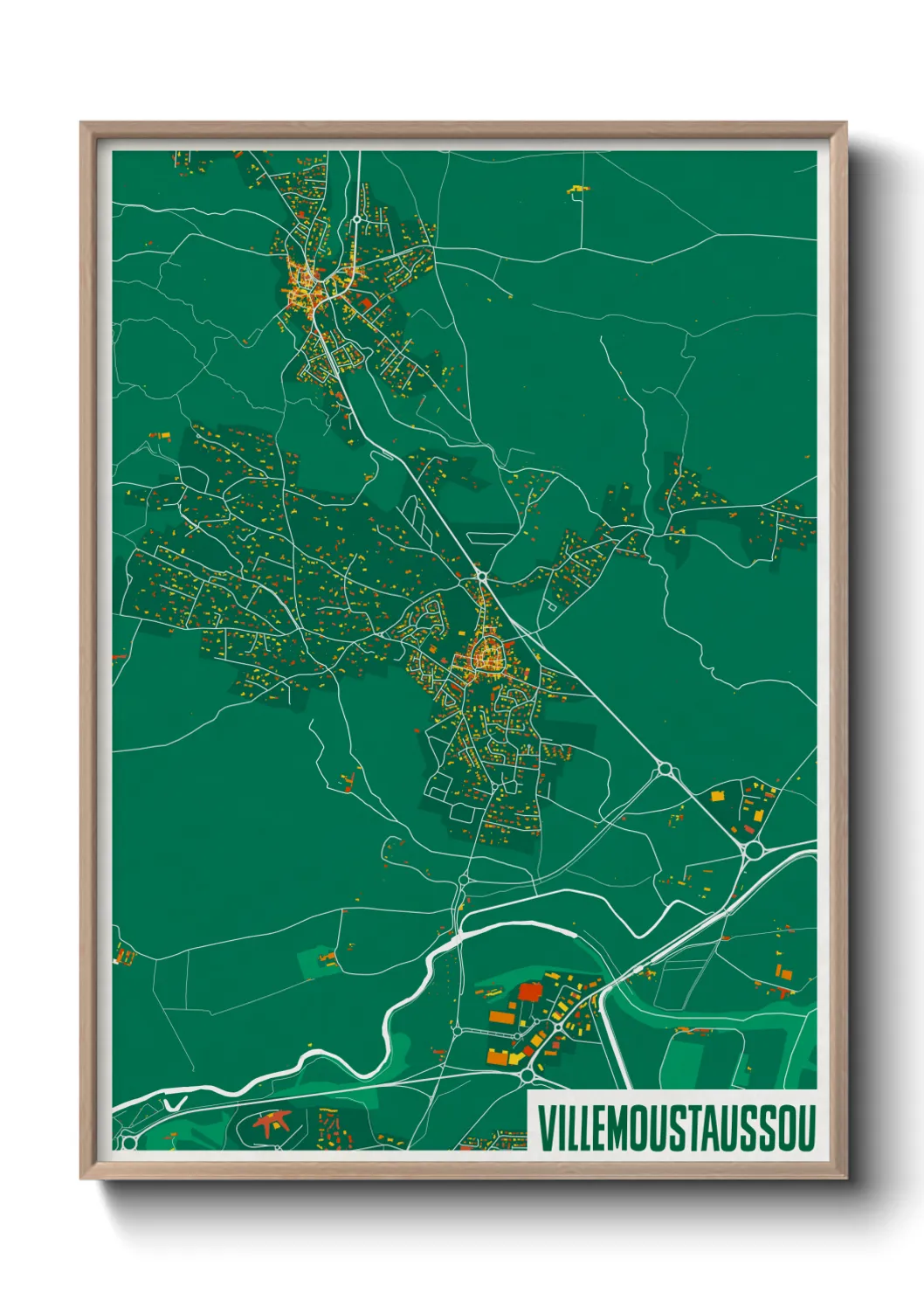Une affiche de carte sur Villemoustaussou