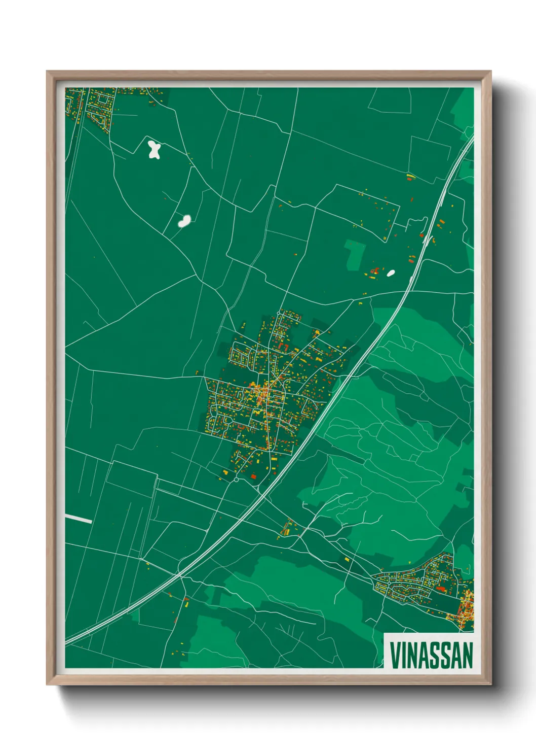 Une affiche de carte sur Vinassan