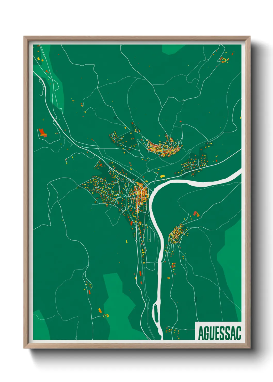 Une affiche de carte sur Aguessac