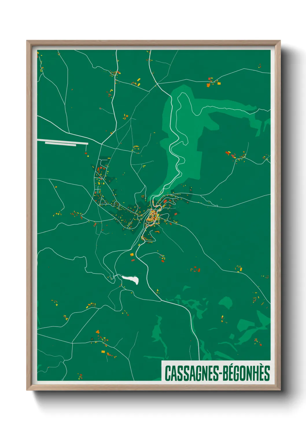 Une affiche de carte sur Cassagnes-Bégonhès