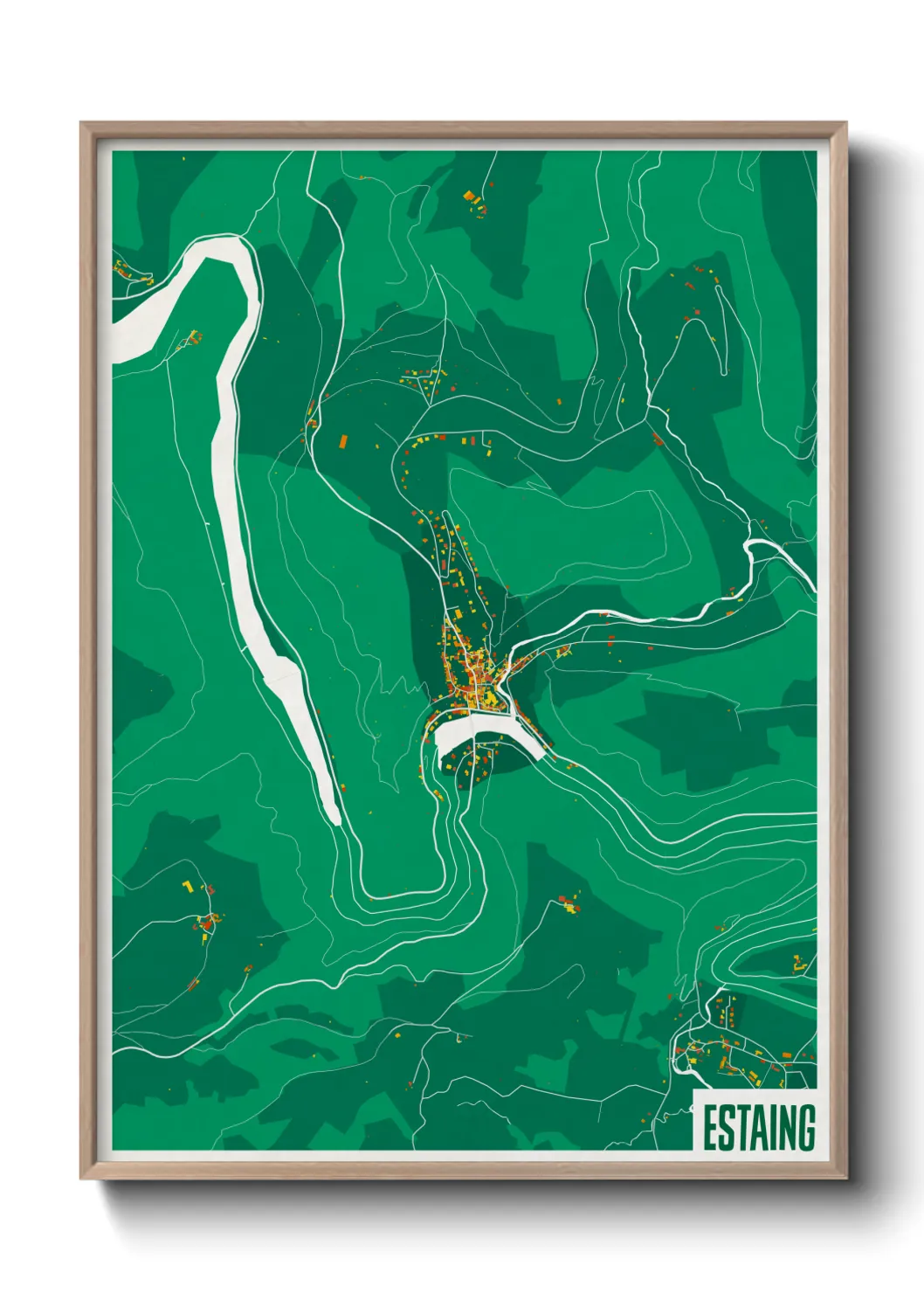 Une affiche de carte sur Estaing