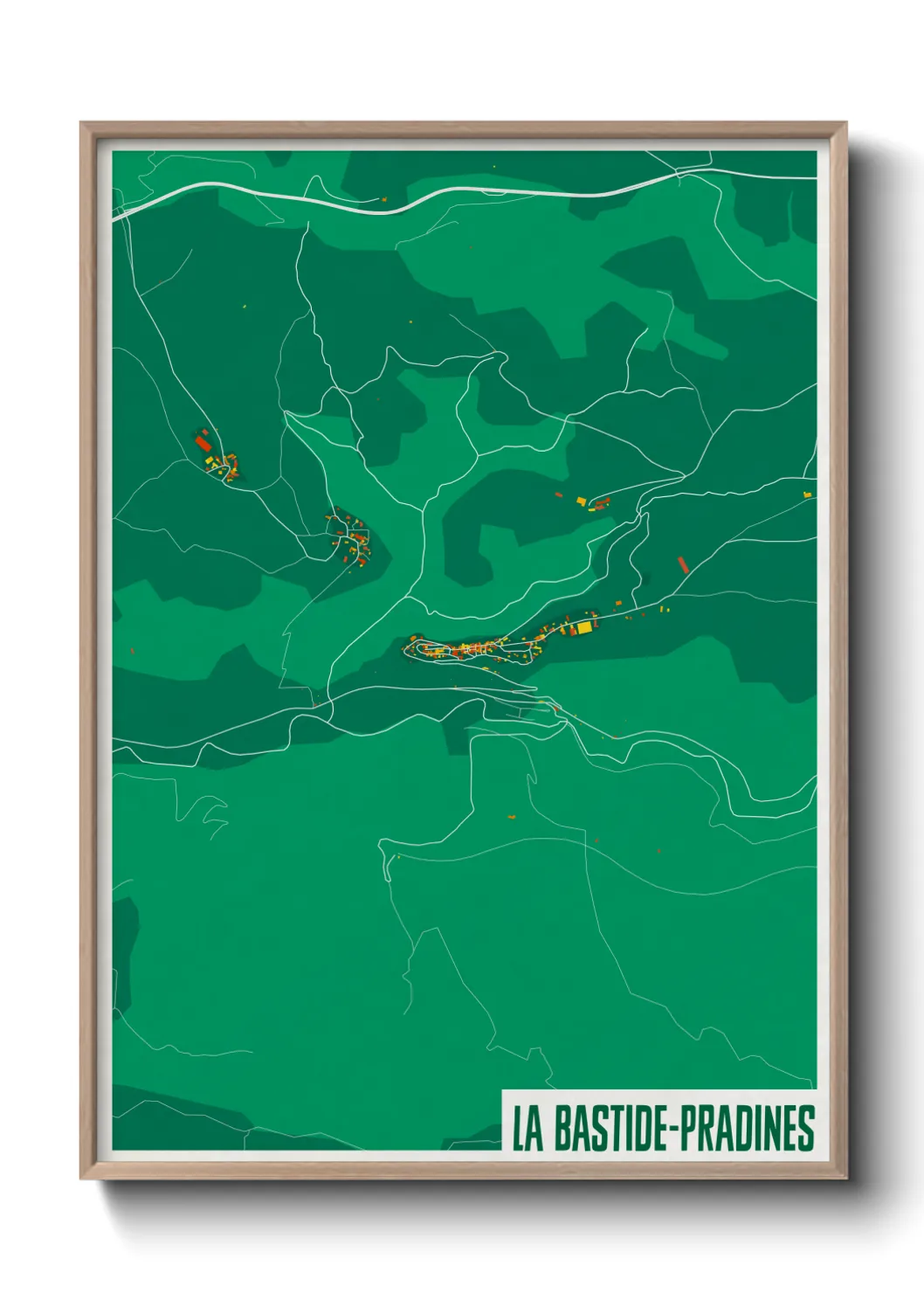 Une affiche de carte sur La Bastide-Pradines