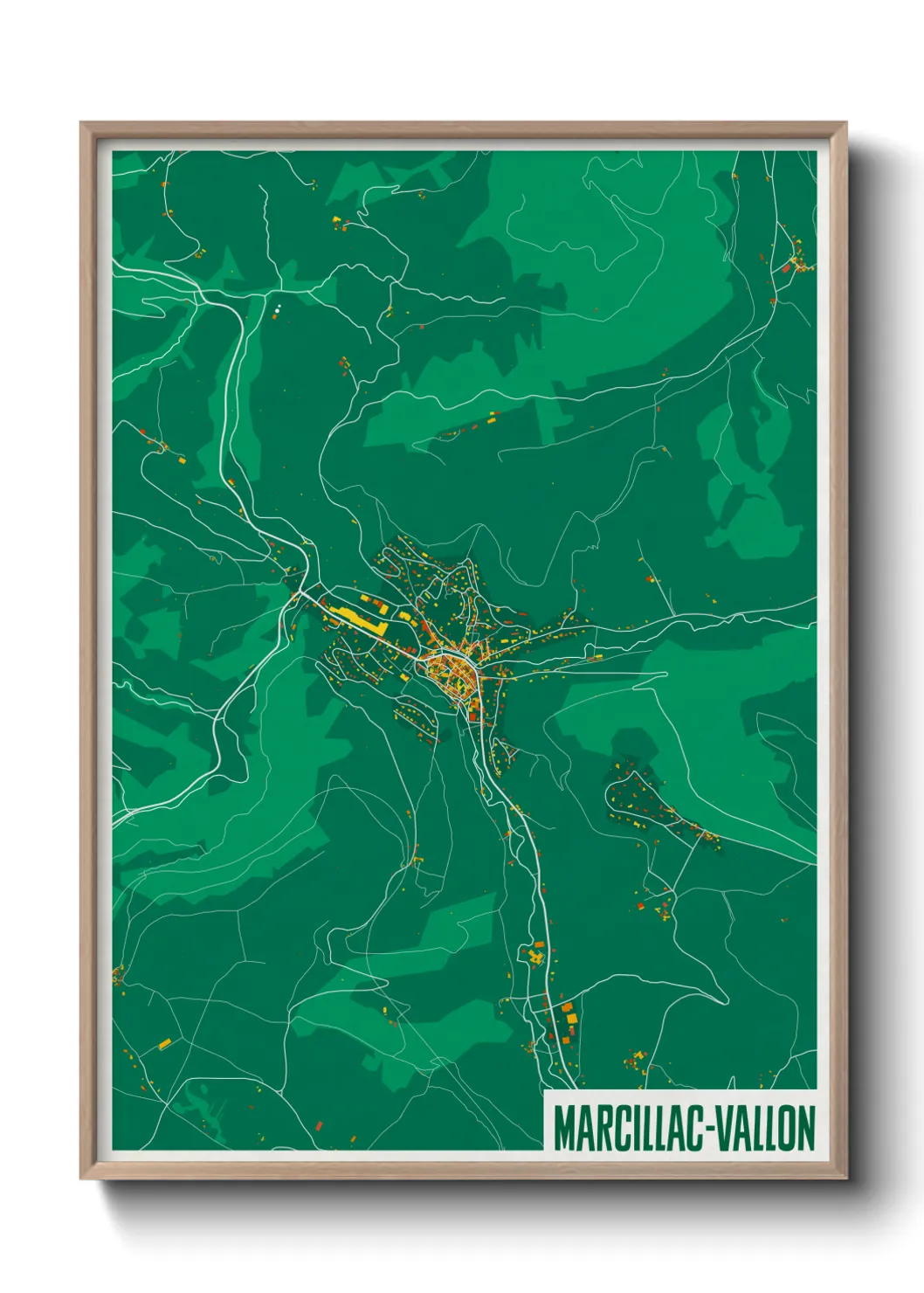 Une affiche de carte sur Marcillac-Vallon