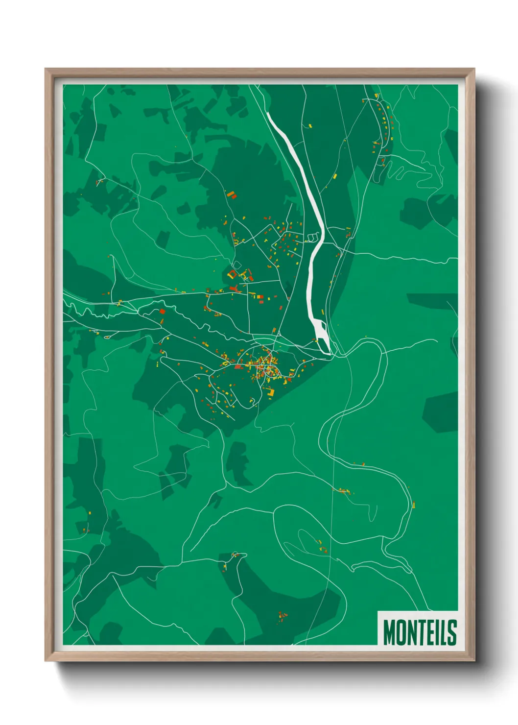 Une affiche de carte sur Monteils