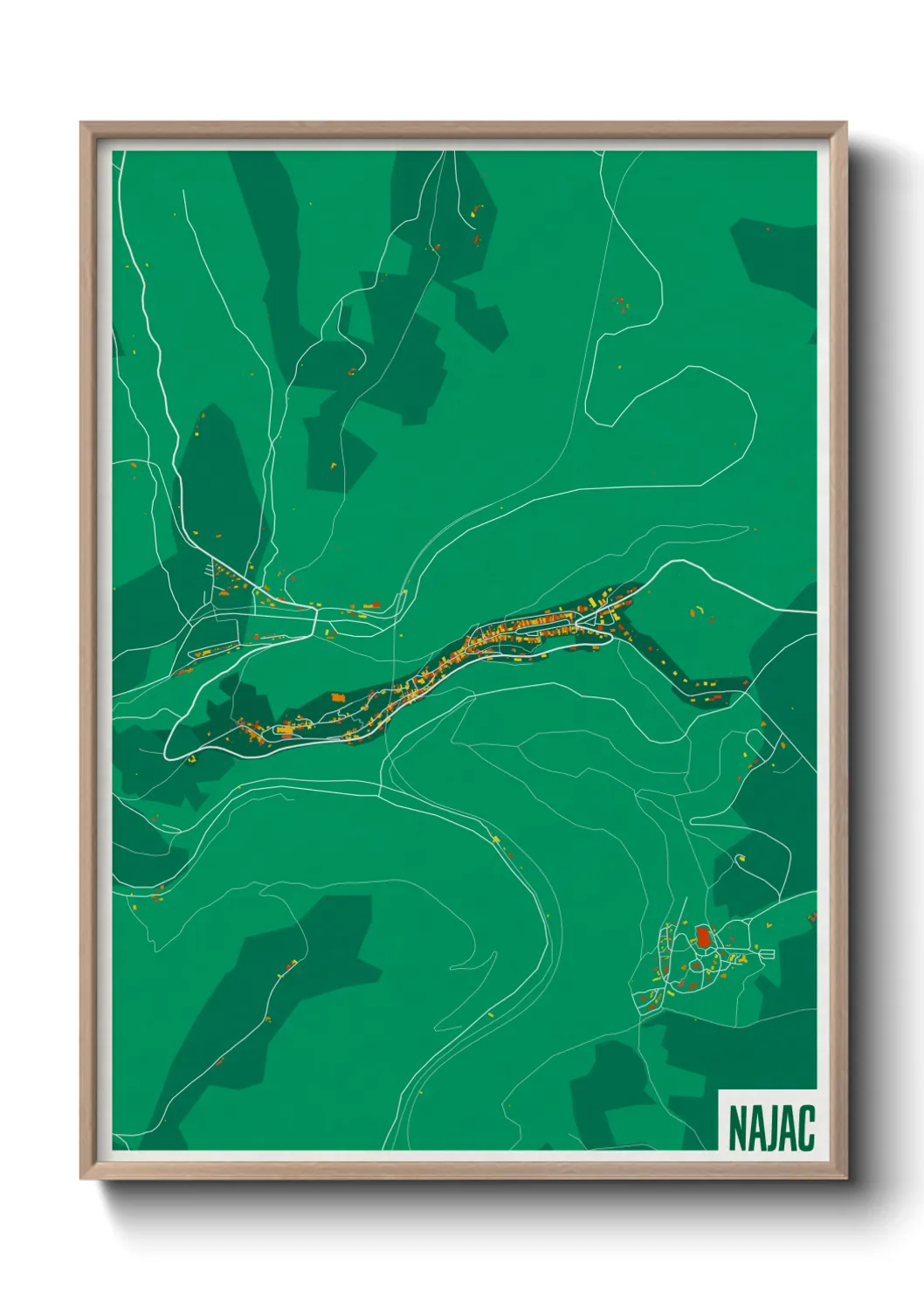 Une affiche de carte sur Najac