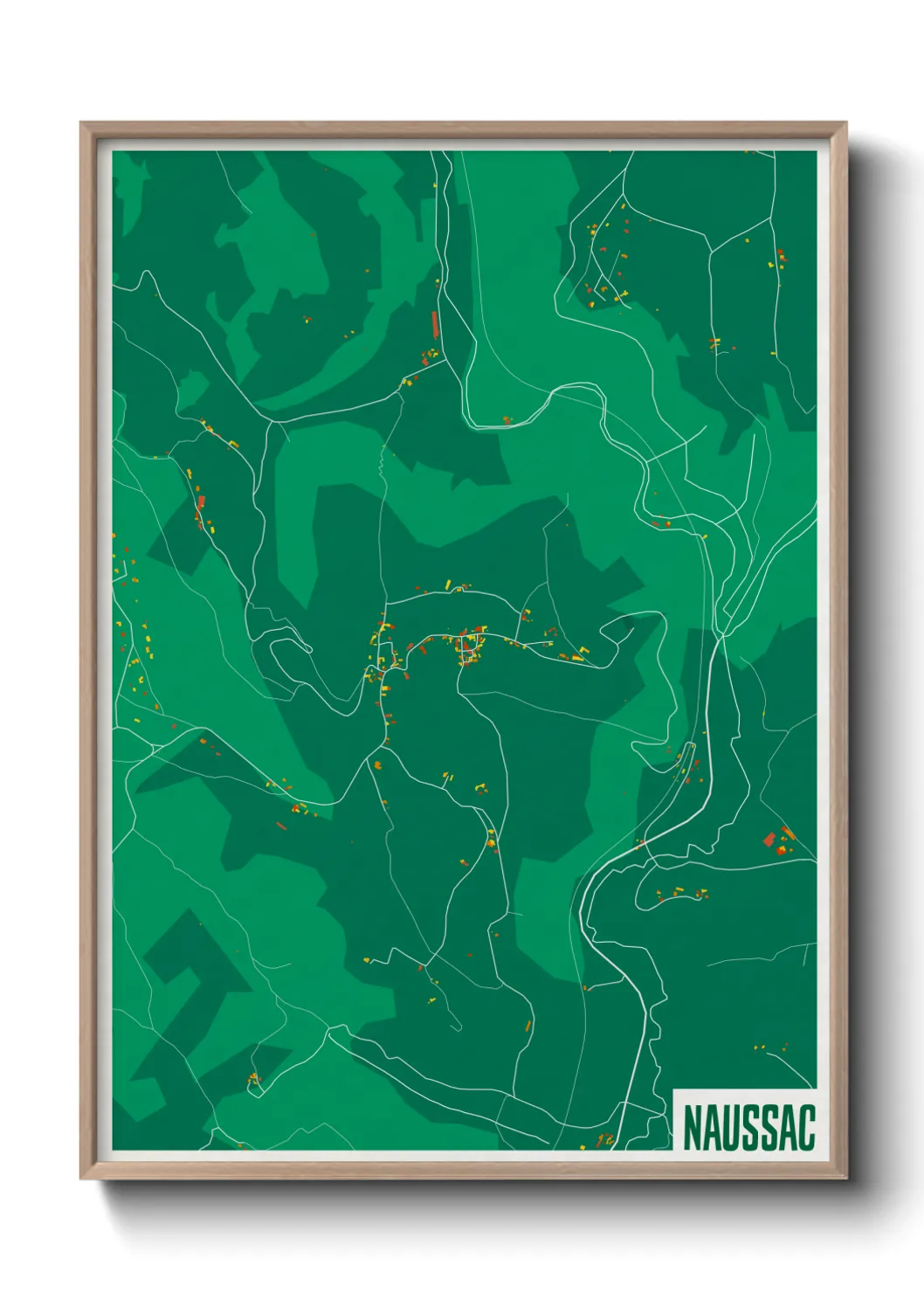 Une affiche de carte sur Naussac