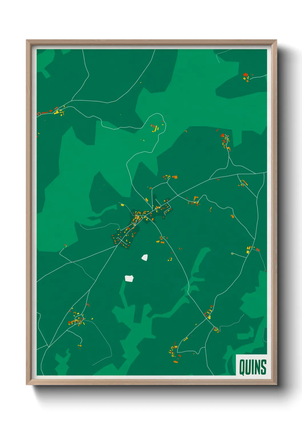 Une affiche de carte sur Quins