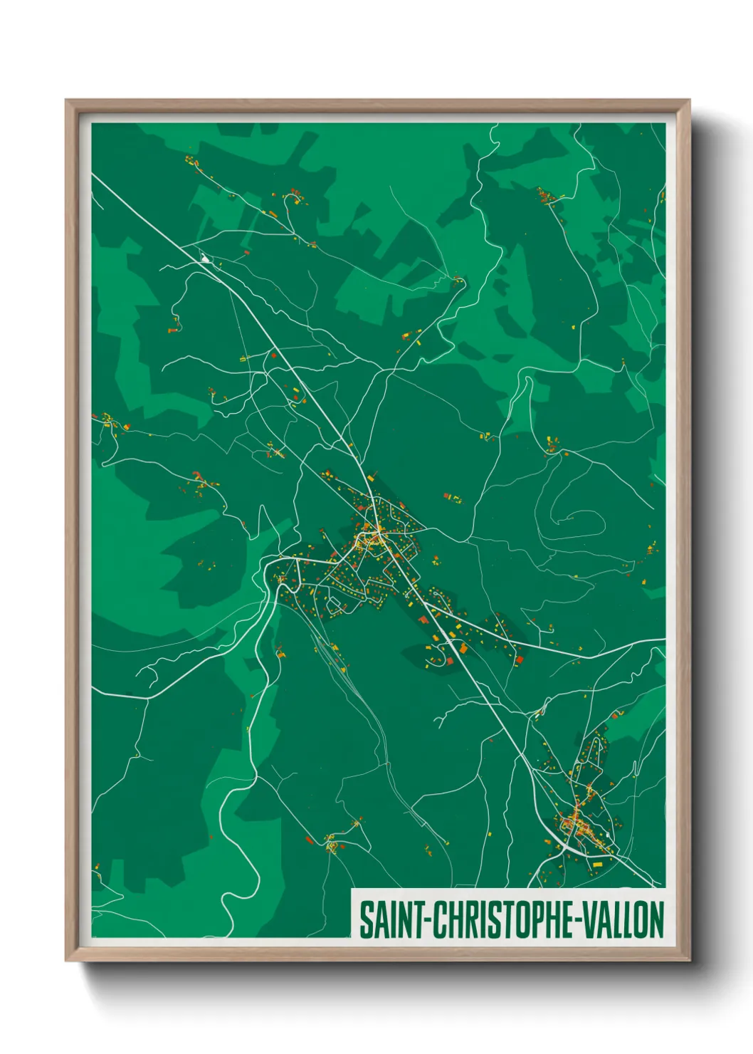 Une affiche de carte sur Saint-Christophe-Vallon