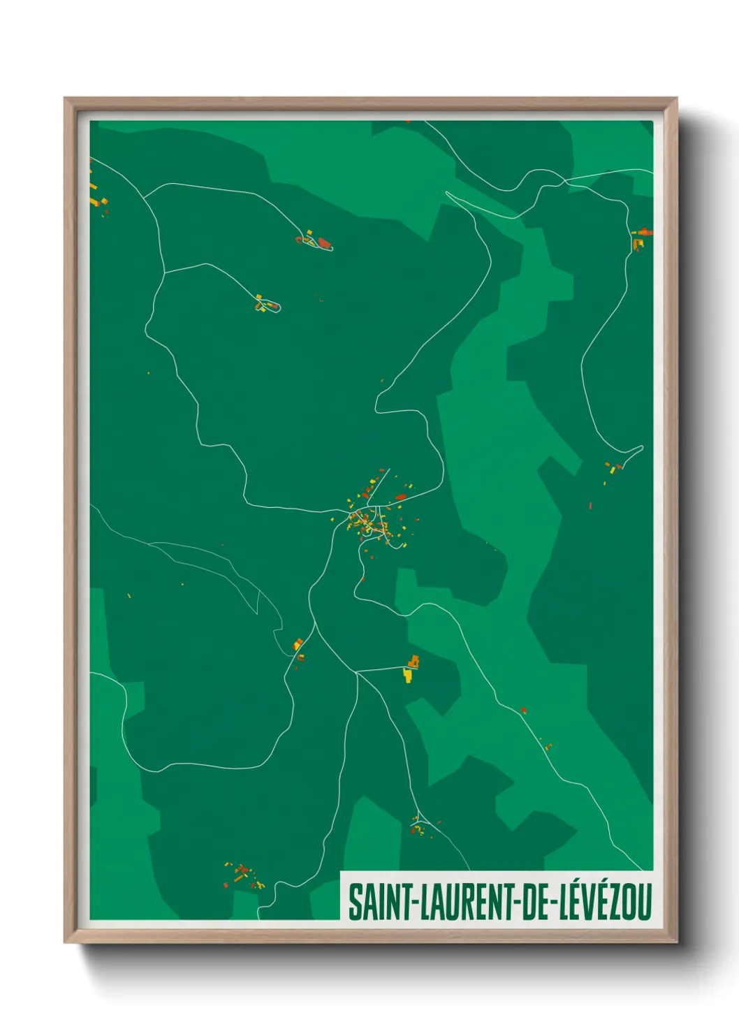 Une affiche de carte sur Saint-Laurent-de-Lévézou