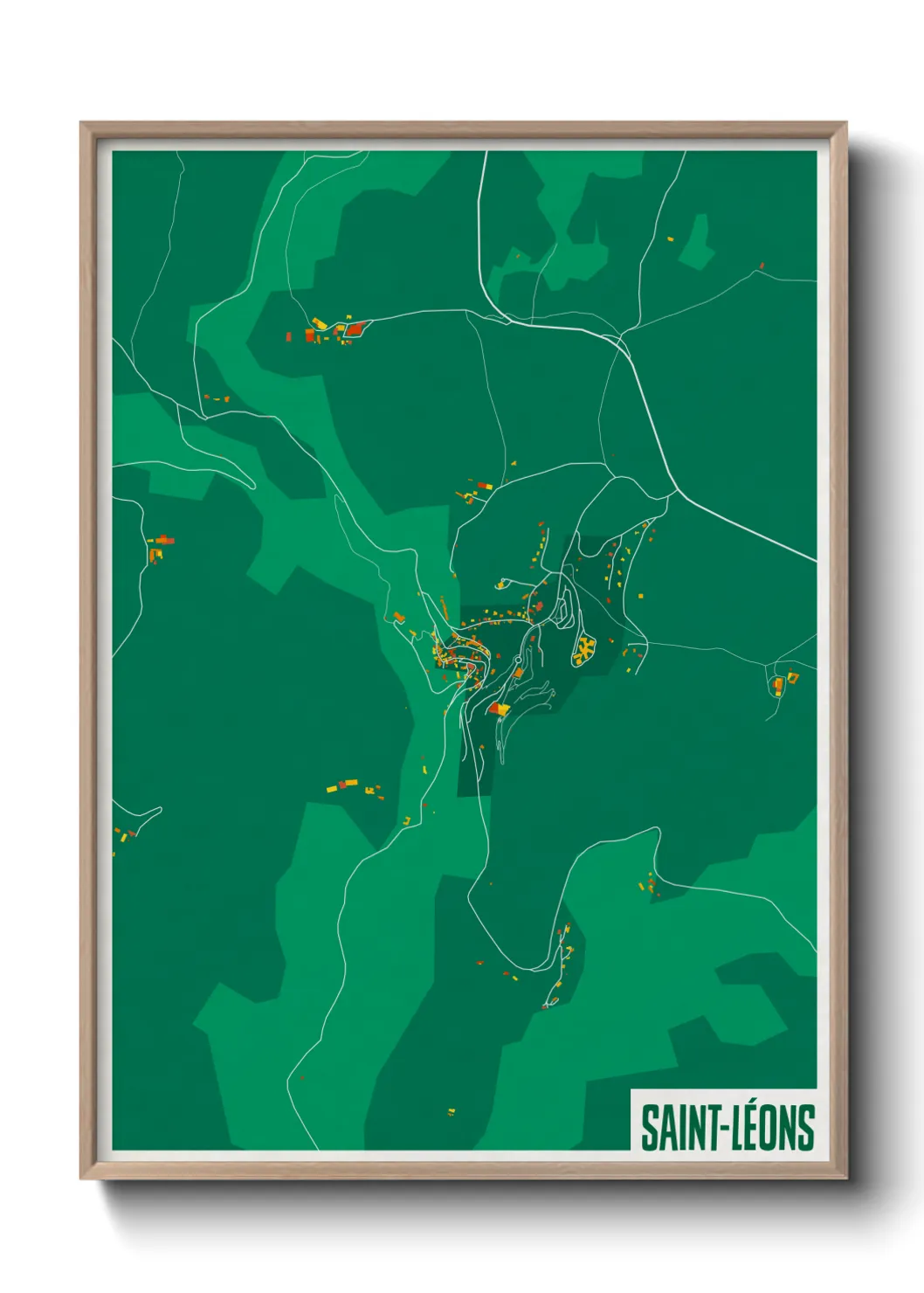 Une affiche de carte sur Saint-Léons