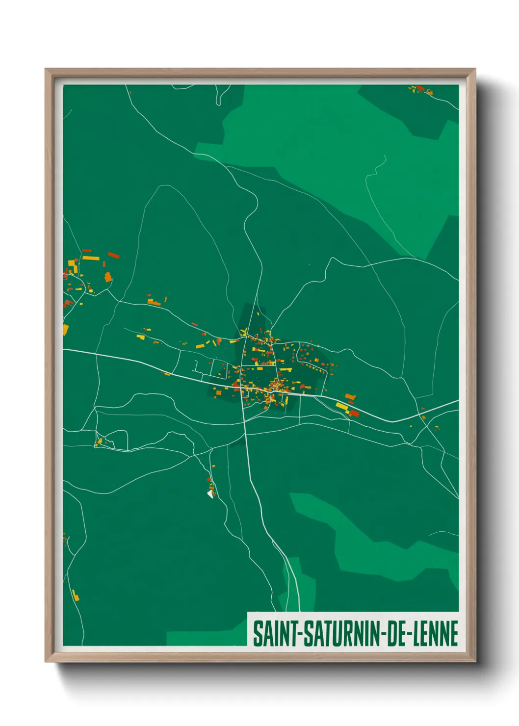 Une affiche de carte sur Saint-Saturnin-de-Lenne