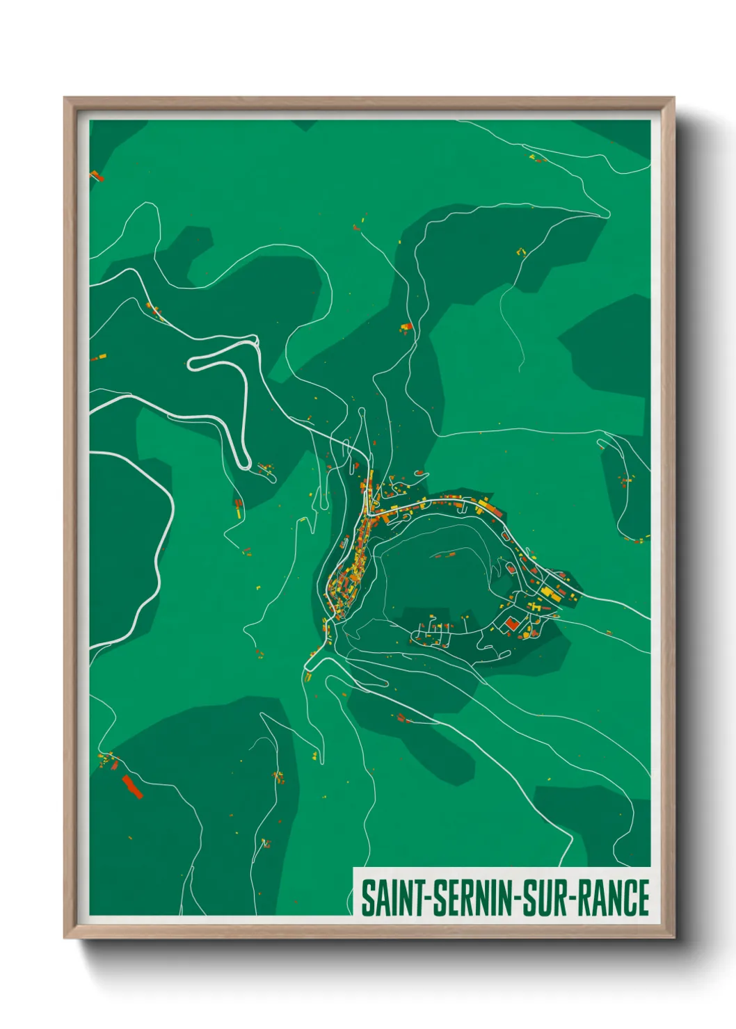 Une affiche de carte sur Saint-Sernin-sur-Rance