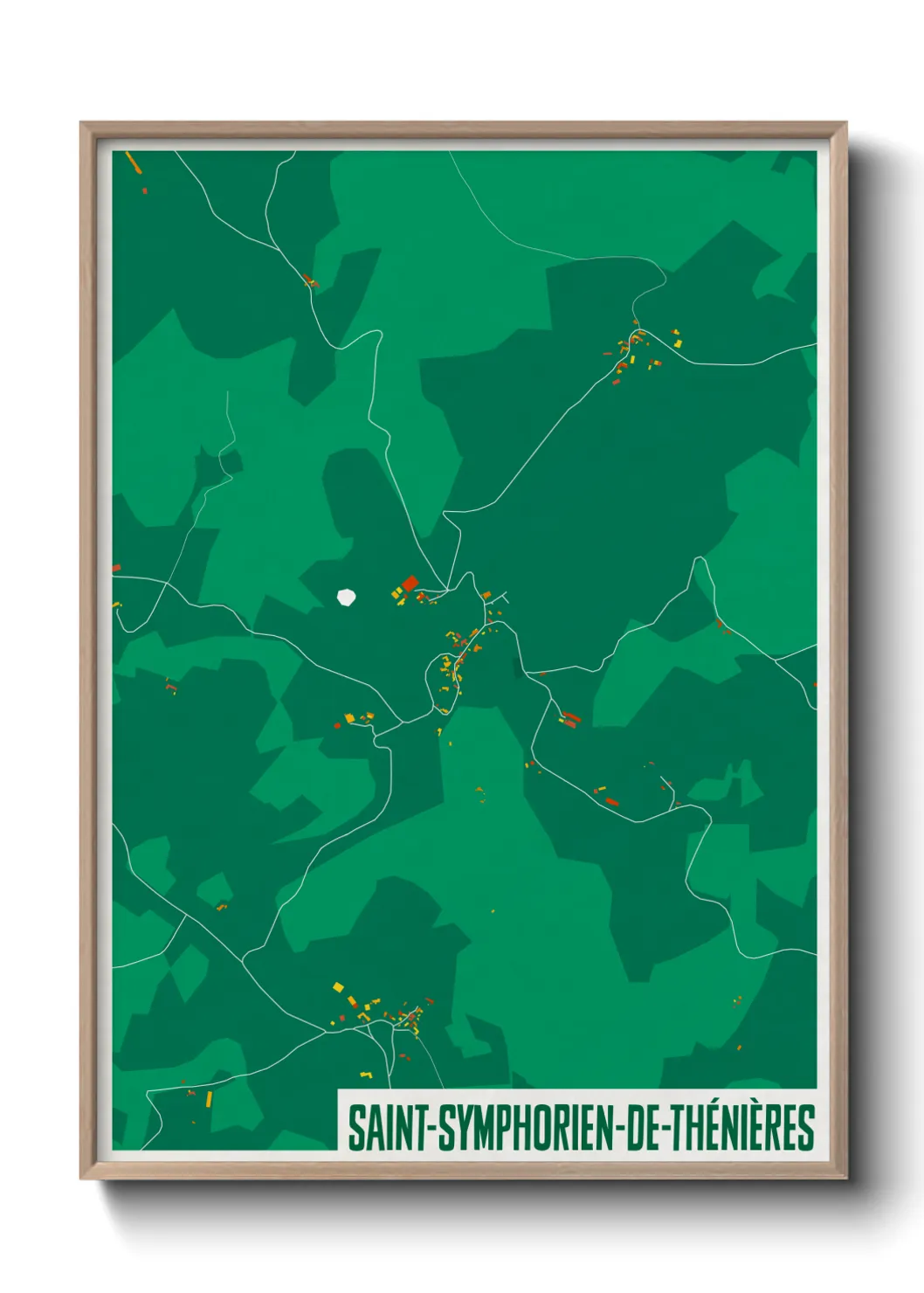 Une affiche de carte sur Saint-Symphorien-de-Thénières
