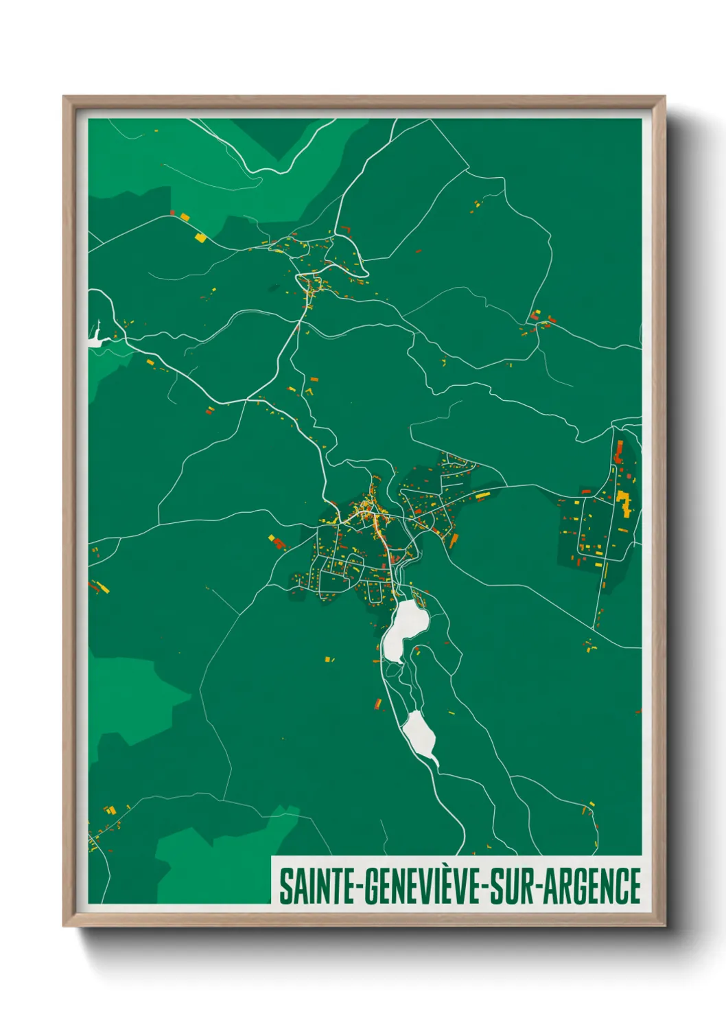Une affiche de carte sur Sainte-Geneviève-sur-Argence