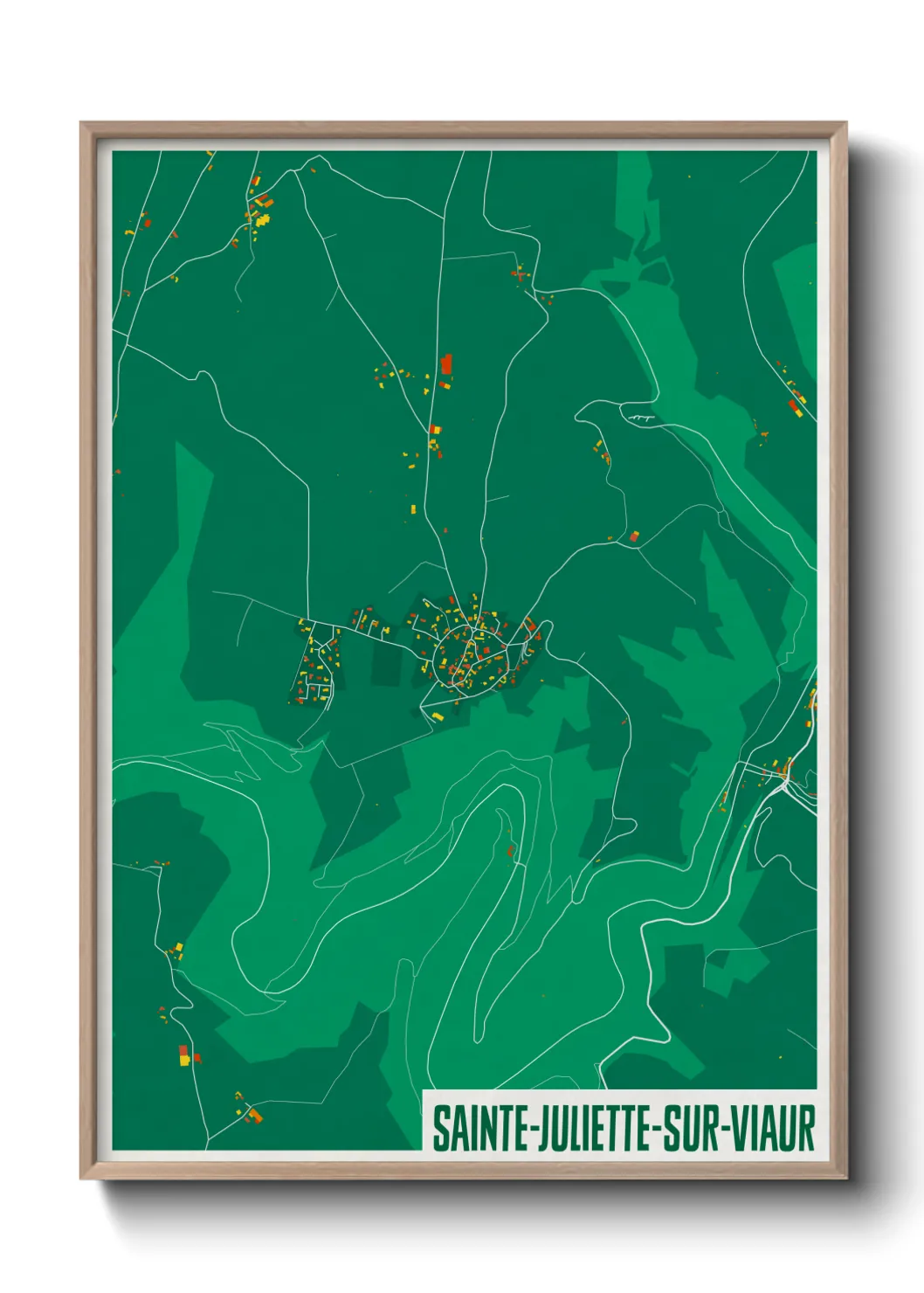 Une affiche de carte sur Sainte-Juliette-sur-Viaur