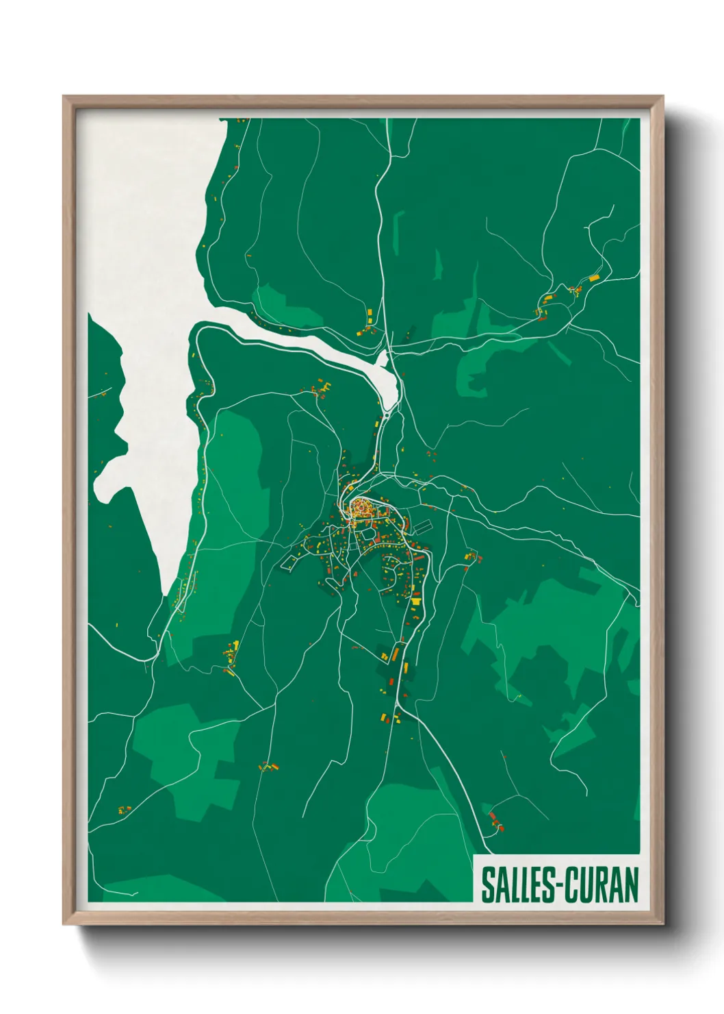 Une affiche de carte sur Salles-Curan