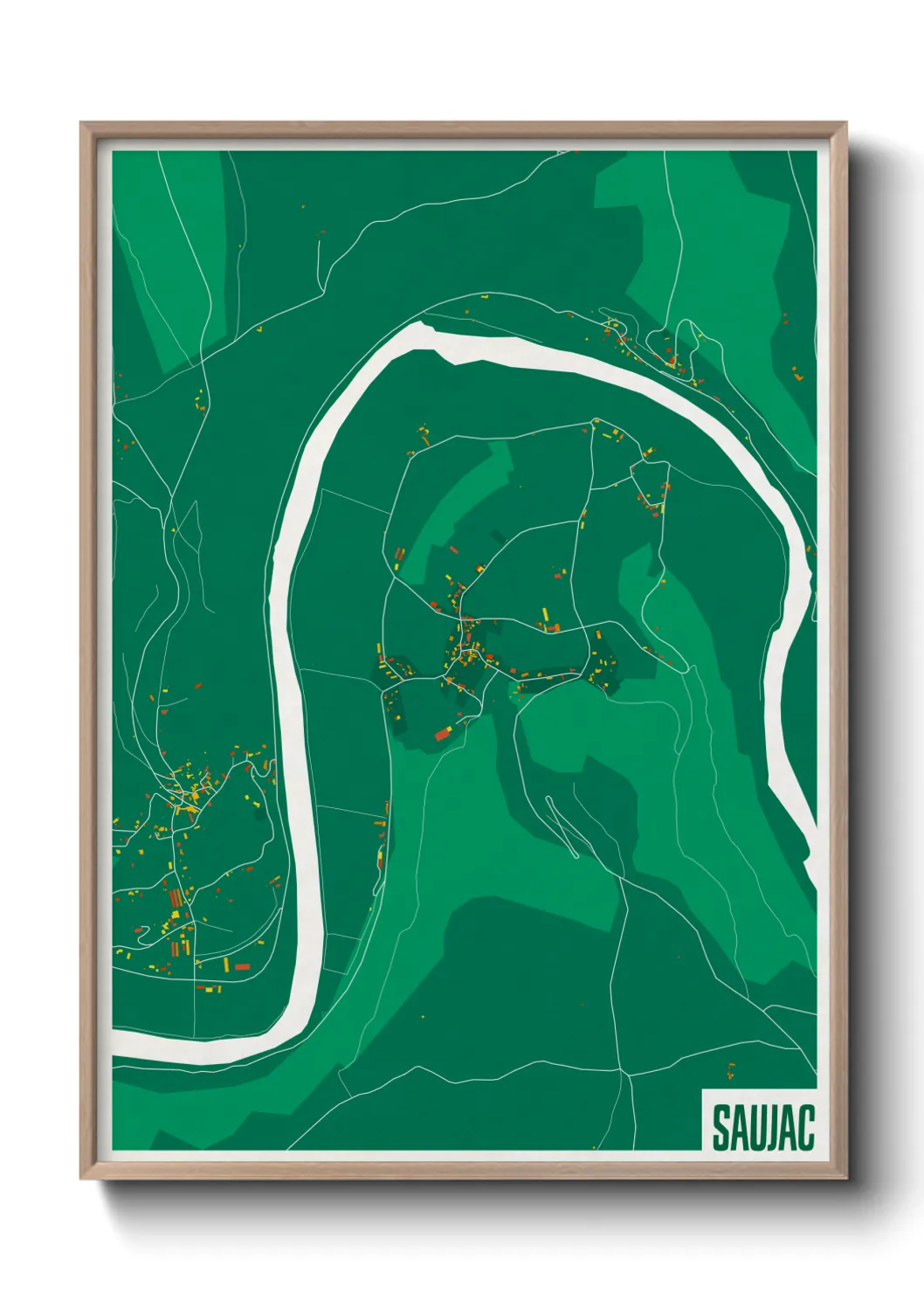 Une affiche de carte sur Saujac