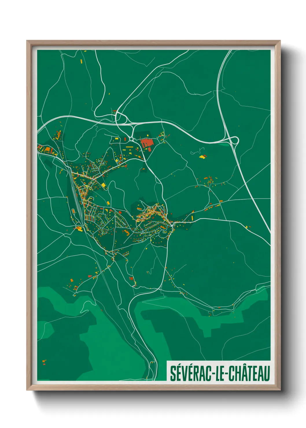 Une affiche de carte sur Sévérac-le-Château