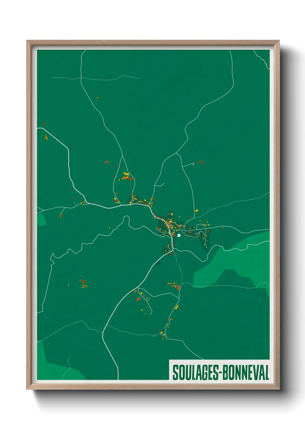 Une affiche de carte sur Soulages-Bonneval