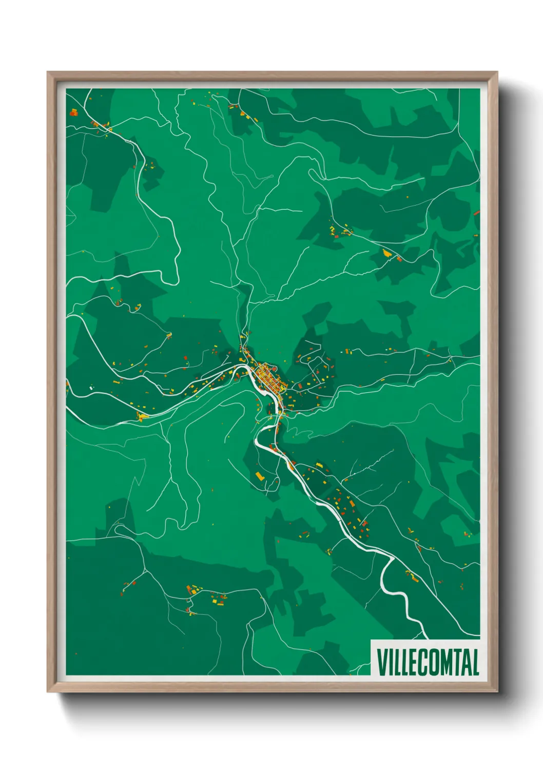 Une affiche de carte sur Villecomtal