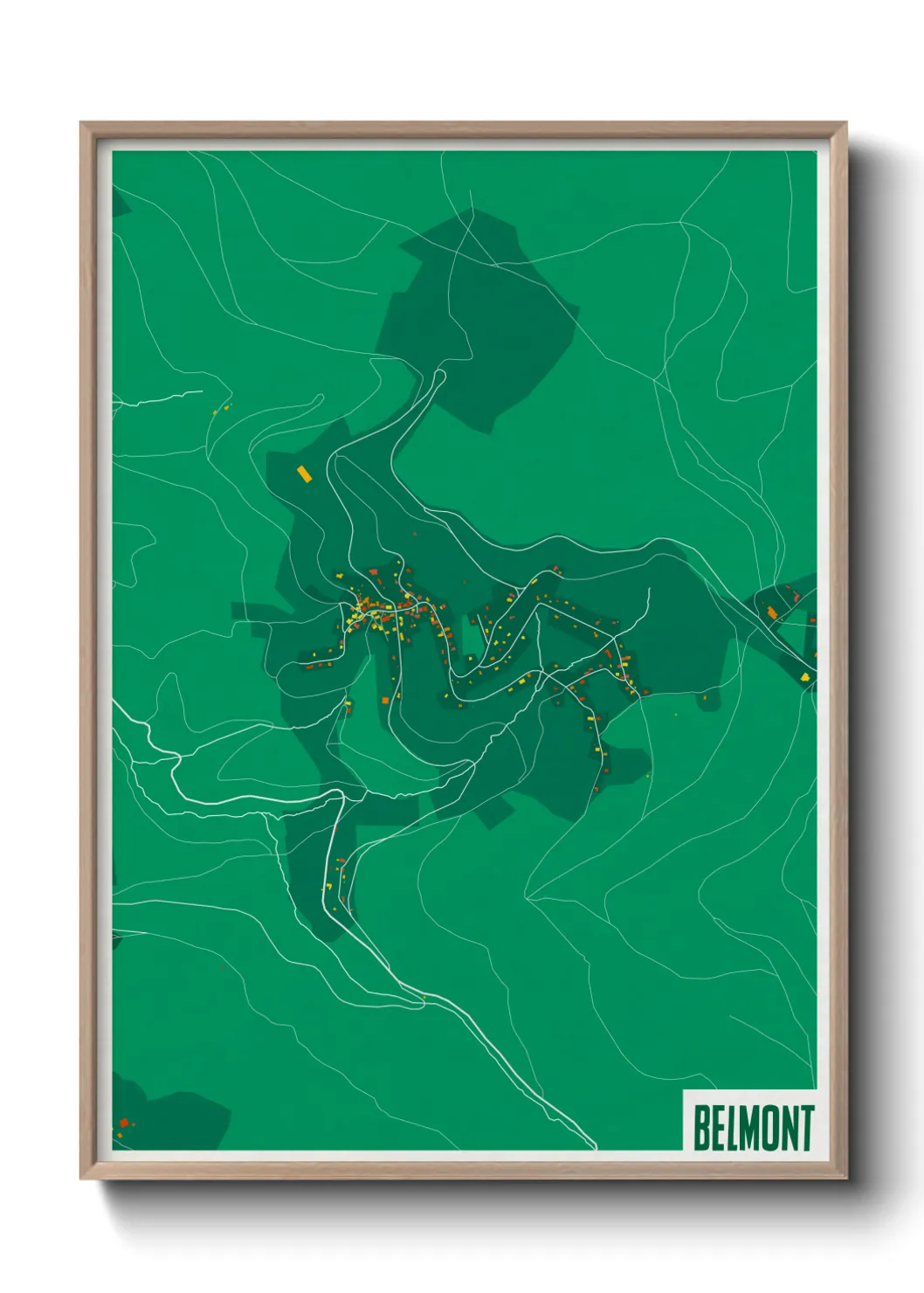 Une affiche de carte sur Belmont